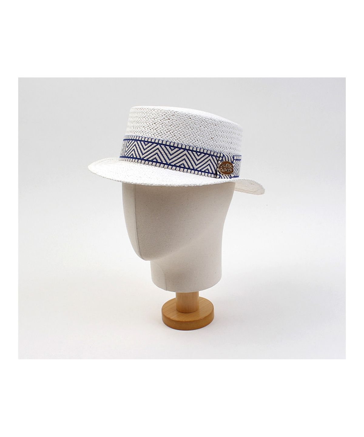 유니버셜 케미스트리(UNIVERSAL CHEMISTRY) Blue Mono Line White Flat Short Panama Hat 여름페도라
