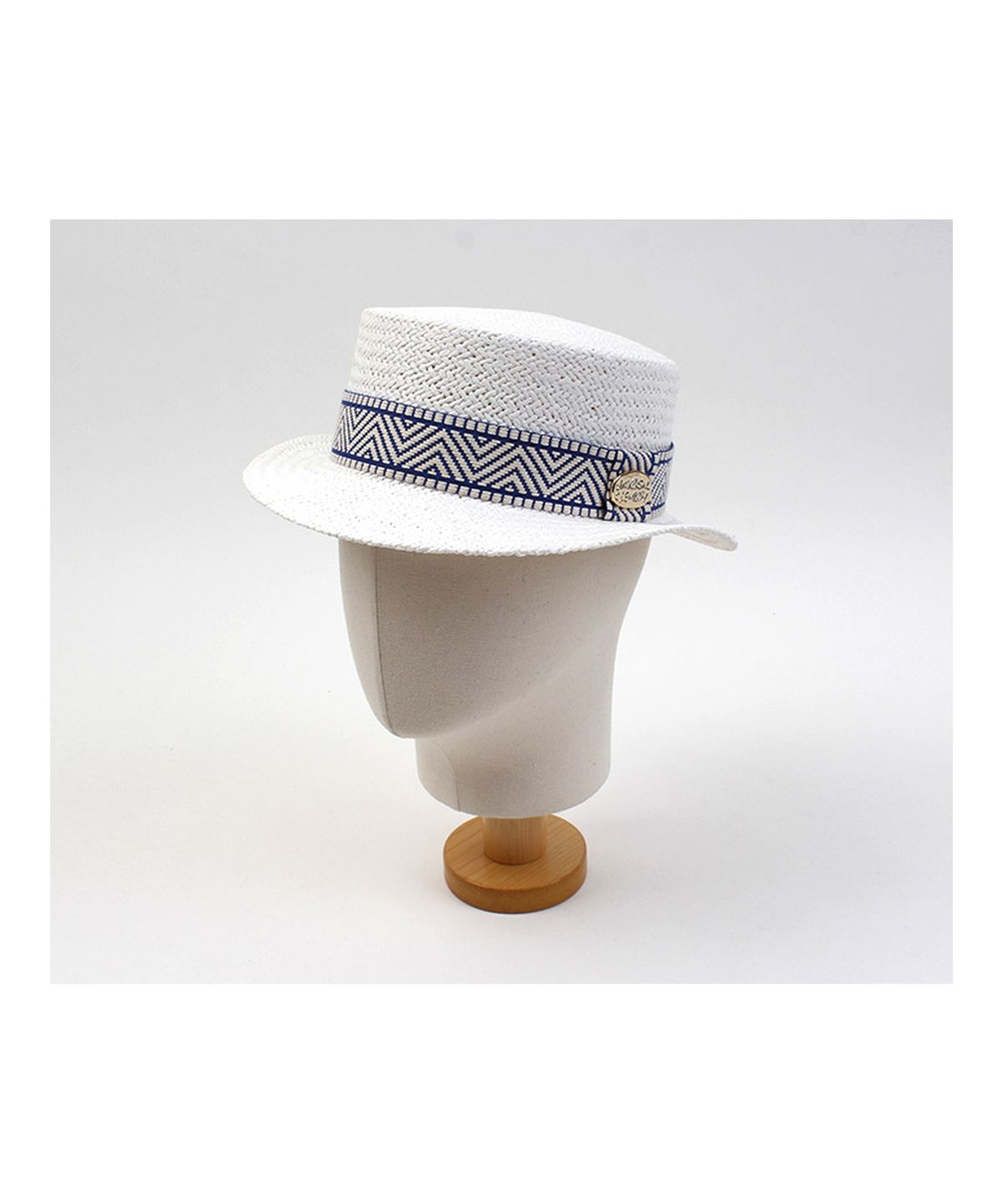 유니버셜 케미스트리(UNIVERSAL CHEMISTRY) Blue Mono Line White Flat Short Panama Hat 여름페도라