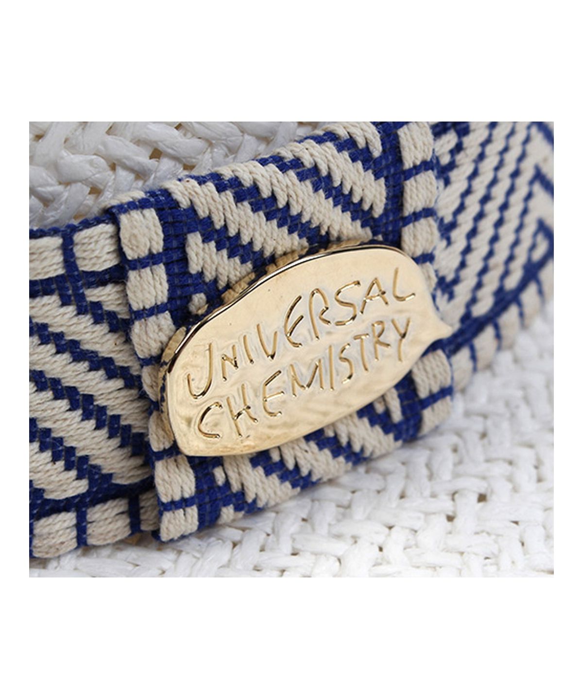 유니버셜 케미스트리(UNIVERSAL CHEMISTRY) Blue Mono Line White Flat Short Panama Hat 여름페도라