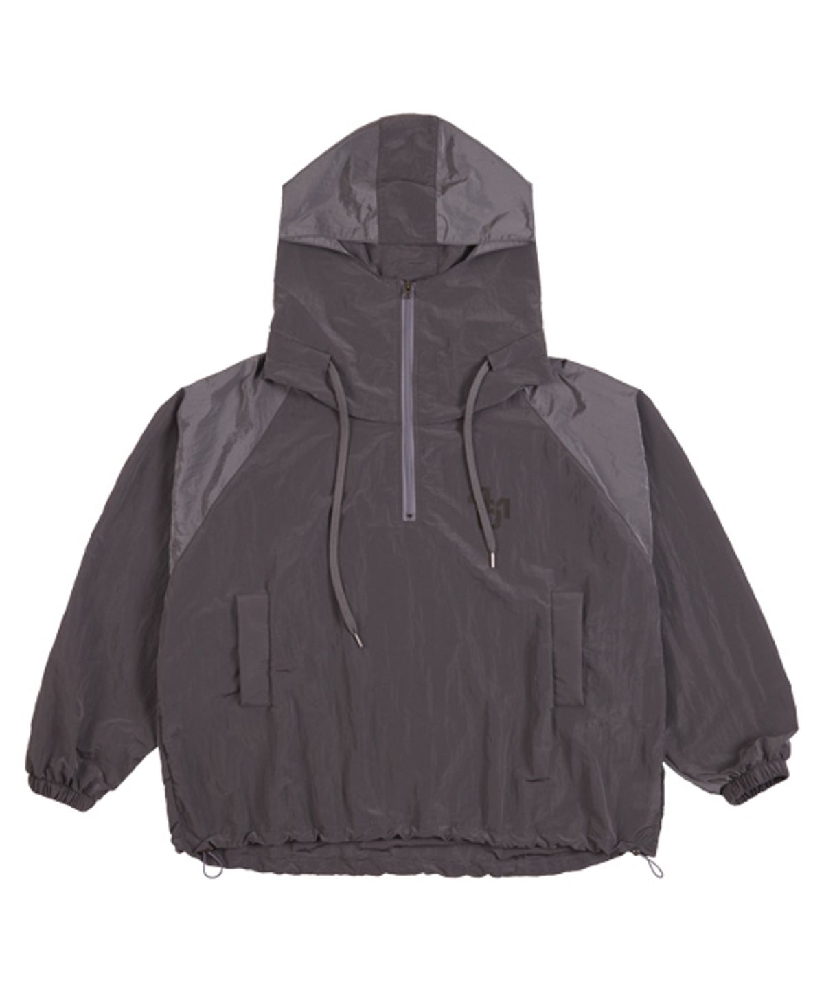 써치410(SEARCH410) [UNISEX] NUMBER ANORAK HOODIE_CHARCOAL