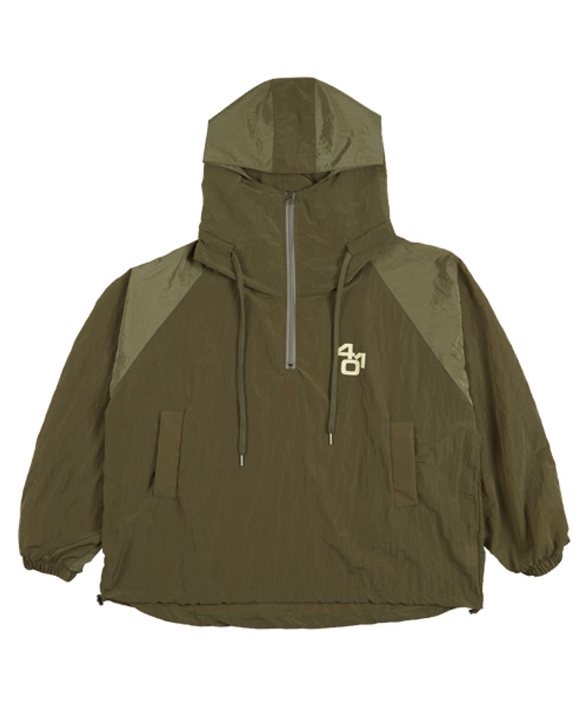 써치410(SEARCH410) [UNISEX] NUMBER ANORAK HOODIE_KHAKI