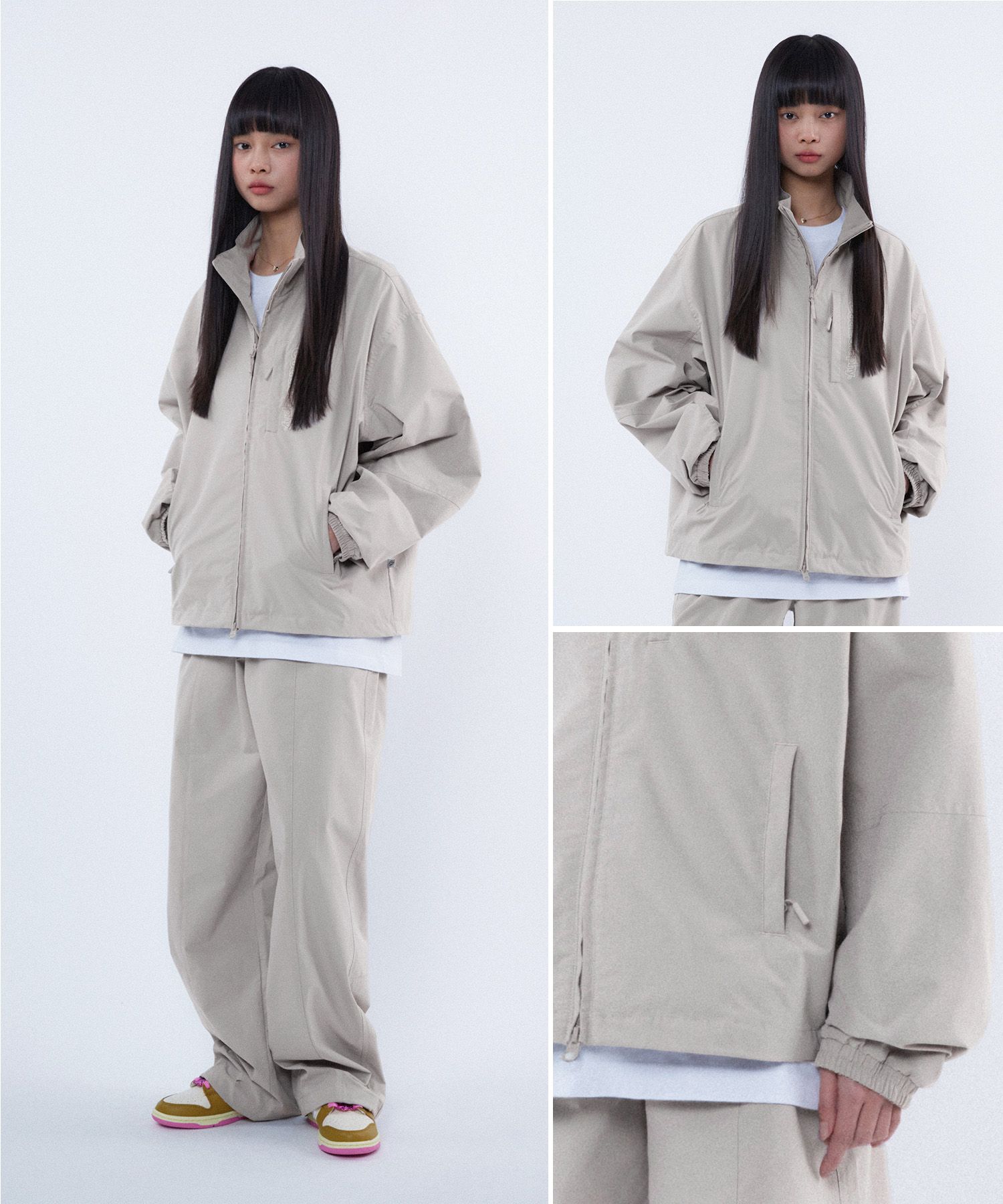 CODEGRAPHY 2WAYテック ショート ジャケット_ベージュ MUSINSA公式 | Codegraphy 2-WAY TECH SHORT JACKET_BEIGE