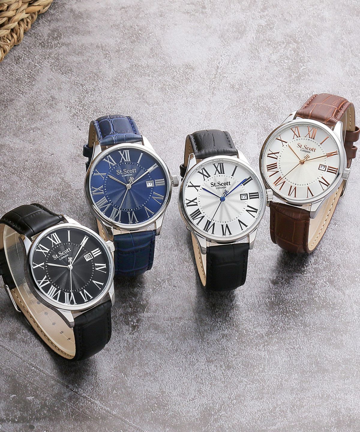 세인트스코트런던(ST.SCOTT LONDON) 클래식 데이트 가죽 시계 4종 / ST7110L