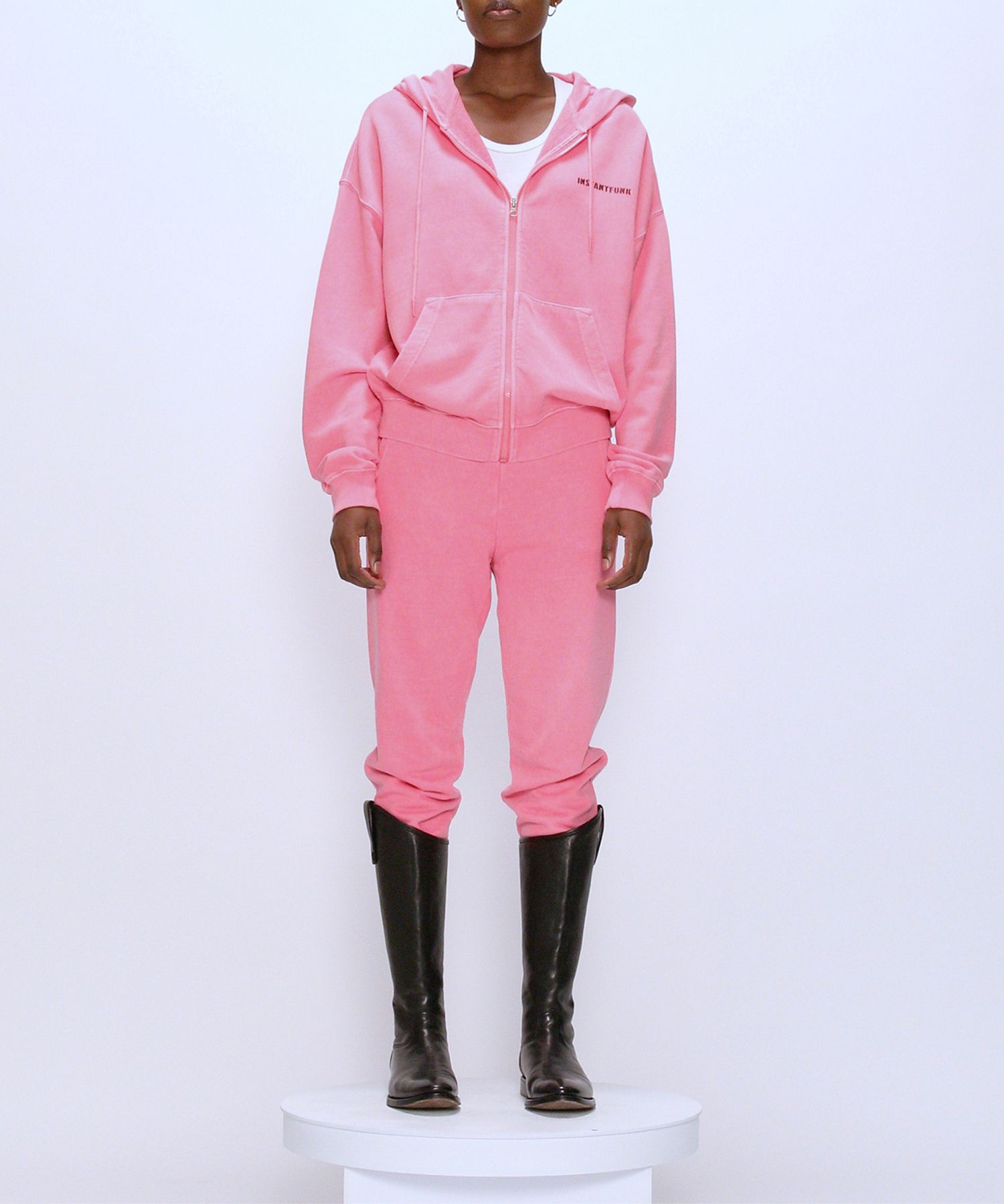 MUSINSA | INSTANTFUNK 20FW Pigment Dying Hoodie Zip-up - Pink