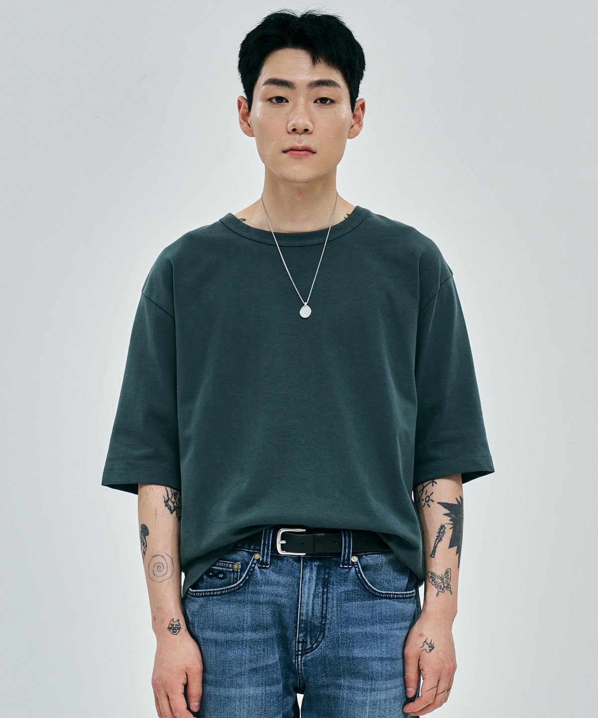 플랙(PLAC) 남성 로고 티셔츠 다크 그린