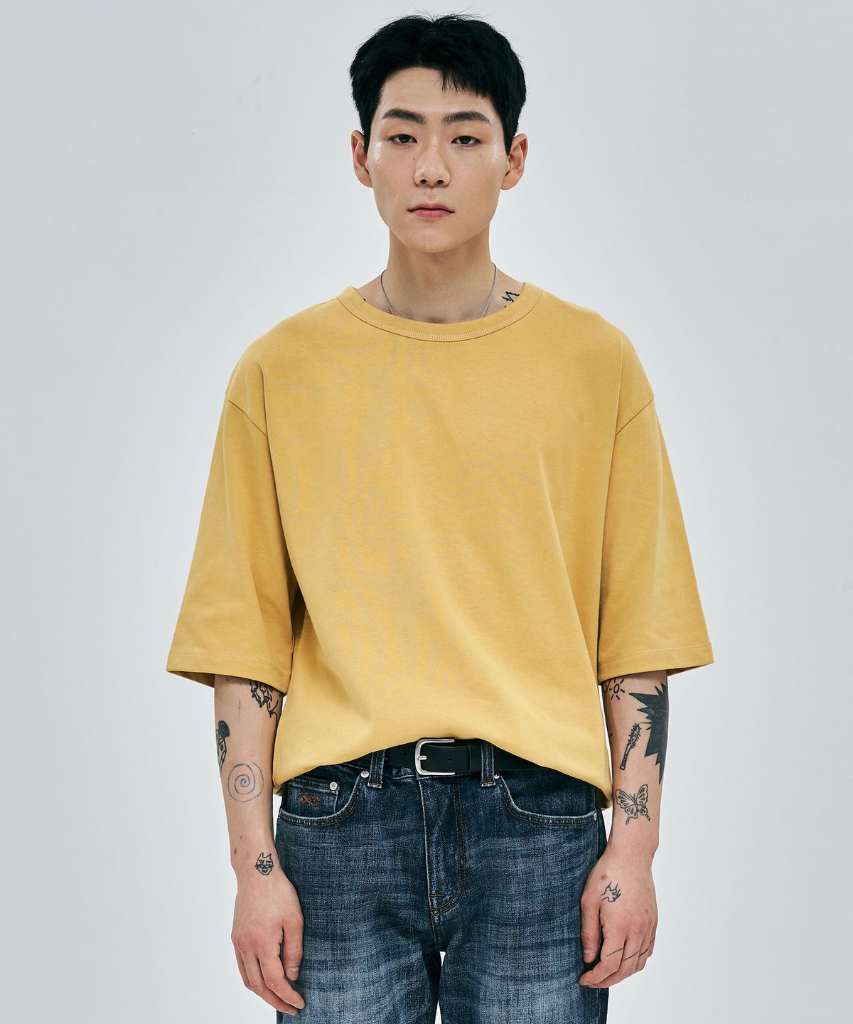 플랙(PLAC) 남성 로고 티셔츠 옐로우