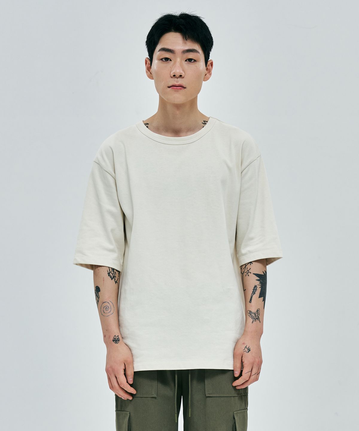 플랙(PLAC) 남성 포켓 로고 티셔츠 아이보리