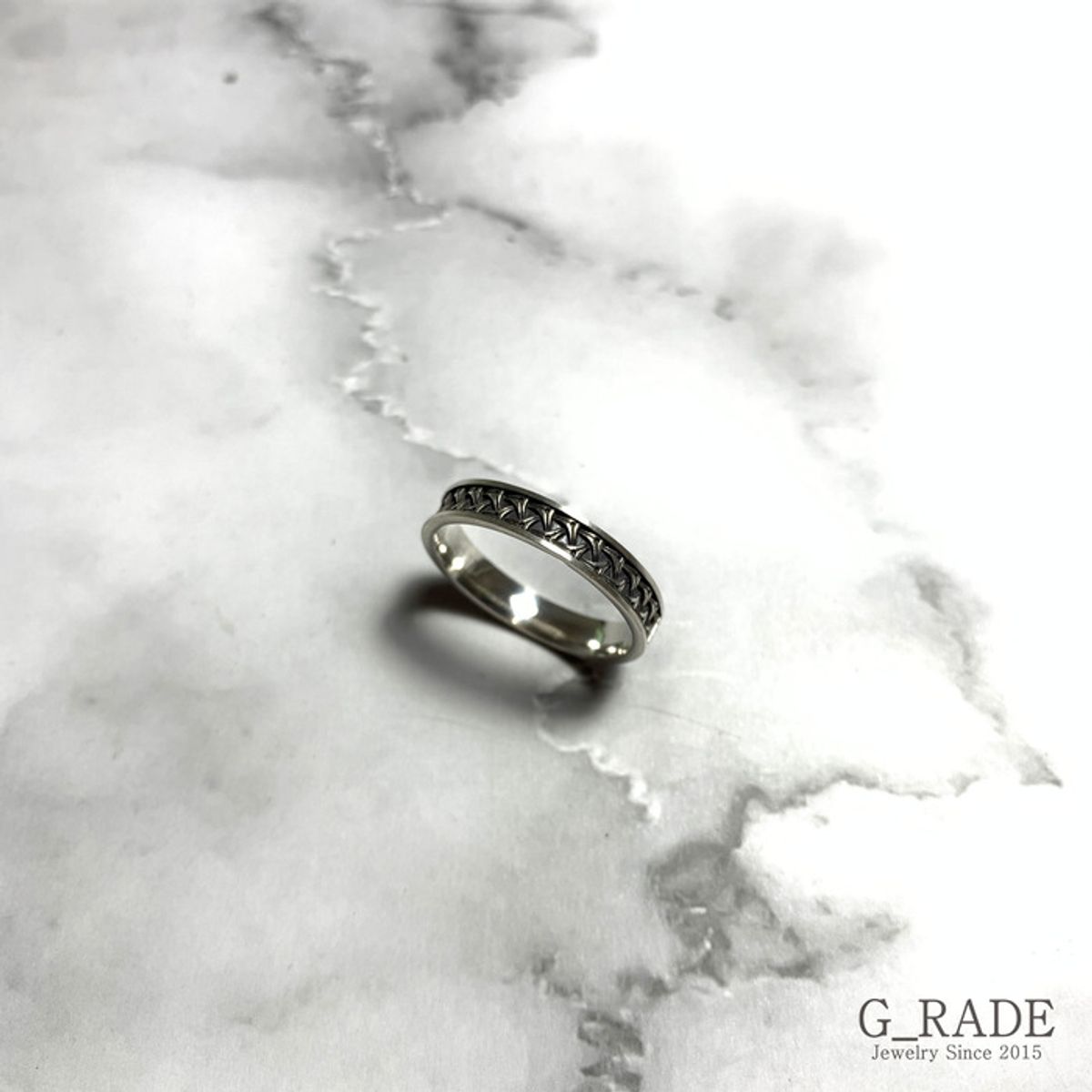 지레이드(G_RADE) Pattern Logo Layered Ring No.2