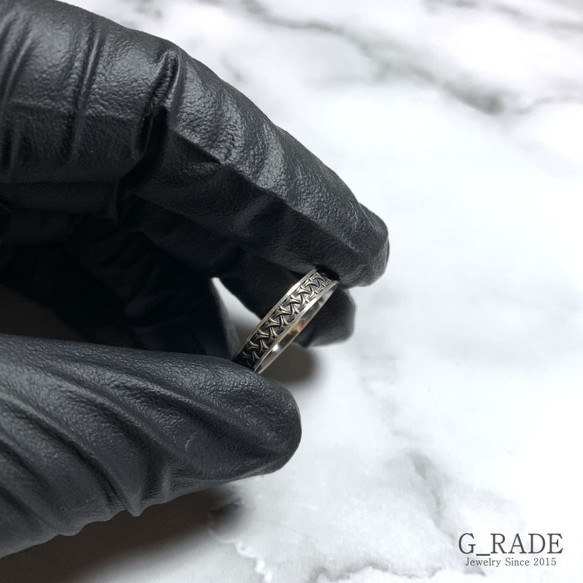 지레이드(G_RADE) Pattern Logo Layered Ring No.2