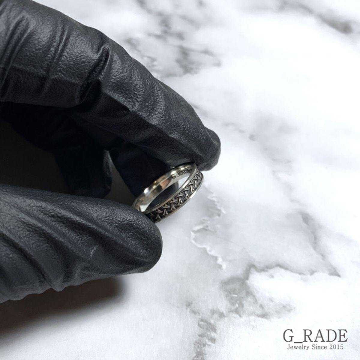지레이드(G_RADE) Pattern Logo Layered Ring No.2