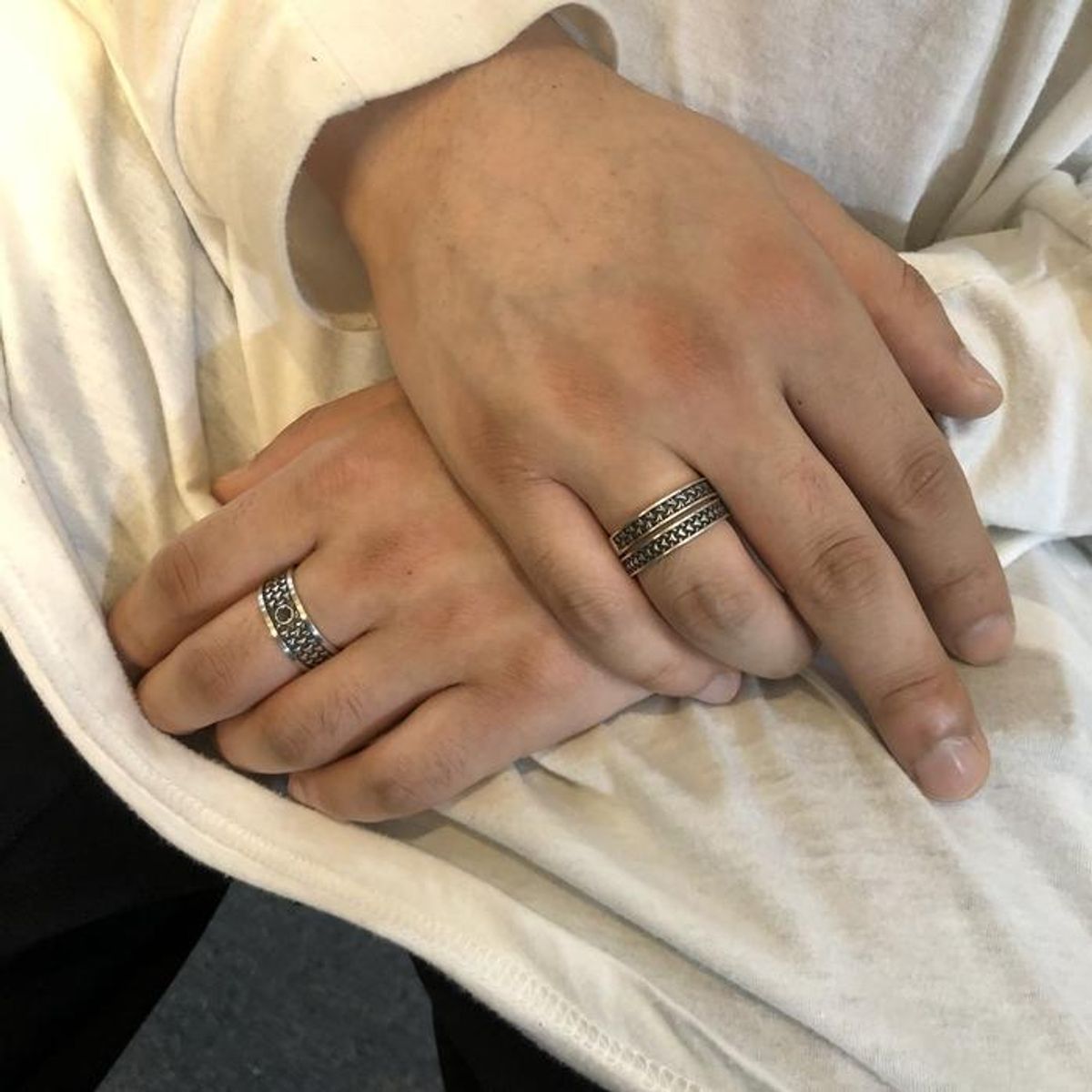 지레이드(G_RADE) Pattern Logo Layered Ring No.2