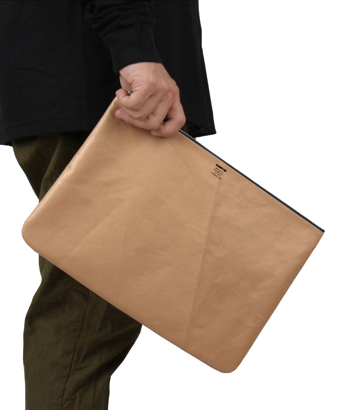 카네이테이(KANEITEI) TIGER FLAT POUCH XL (BEIGE) / UPCYCLED