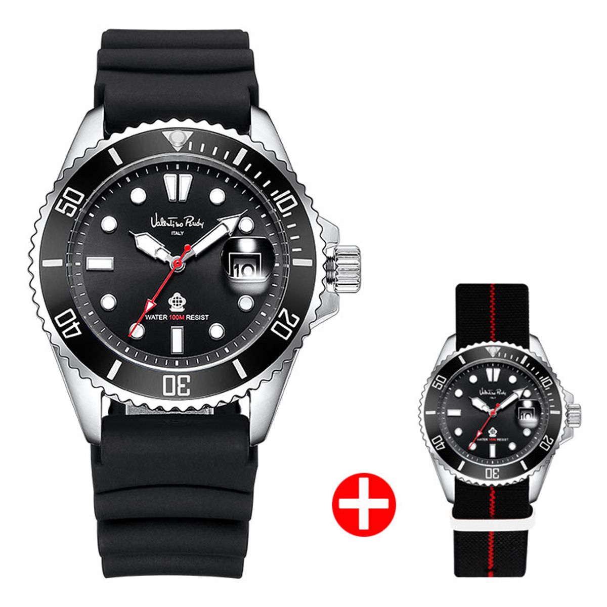 발렌티노 루디(VALENTINO RUDY) VR6554A-BKBK 남자시계 우레탄시계  나토밴드 세트