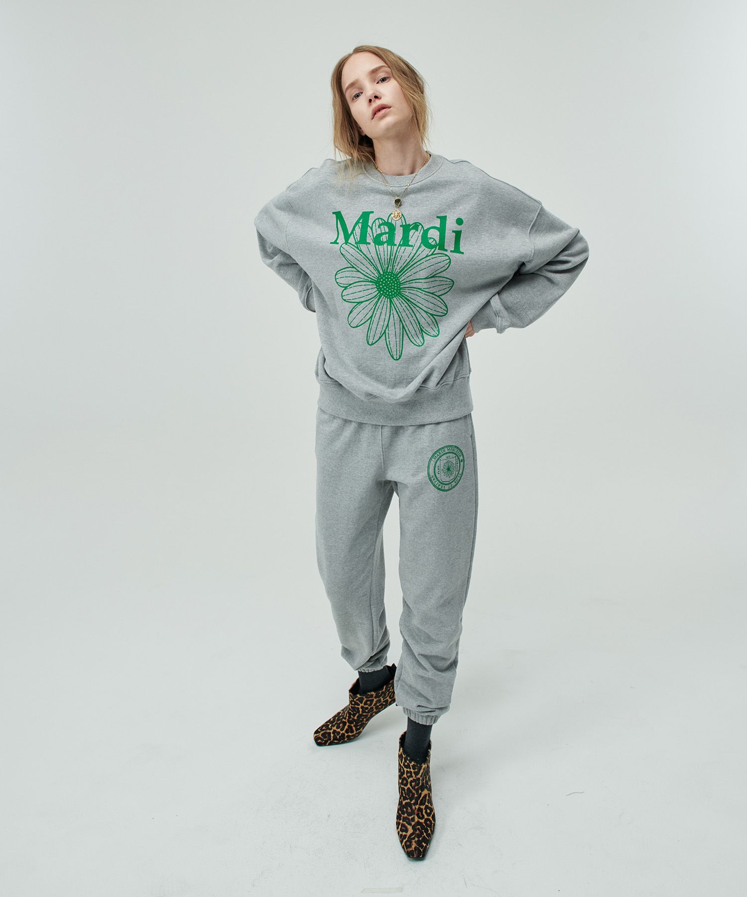 SWEATSHIRT FLOWER MARDI マルディ GREY GREEN MUSINSA | MARDI MERCREDI SWEATSHIRT FLOWERMARDI_GREY GREEN