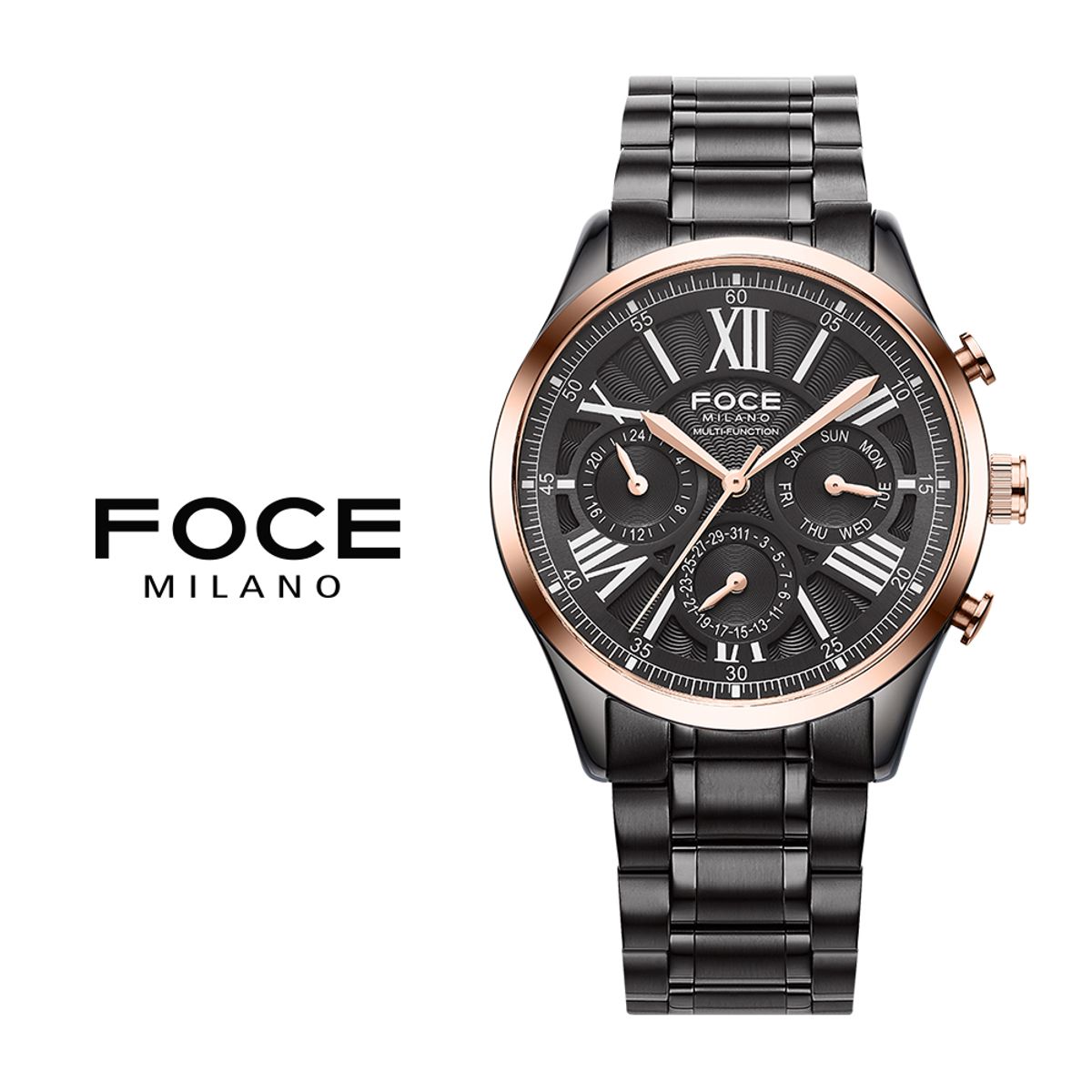 포체(FOCE) 43mm 멀티펑션 남성 메탈시계 FM7547GRG