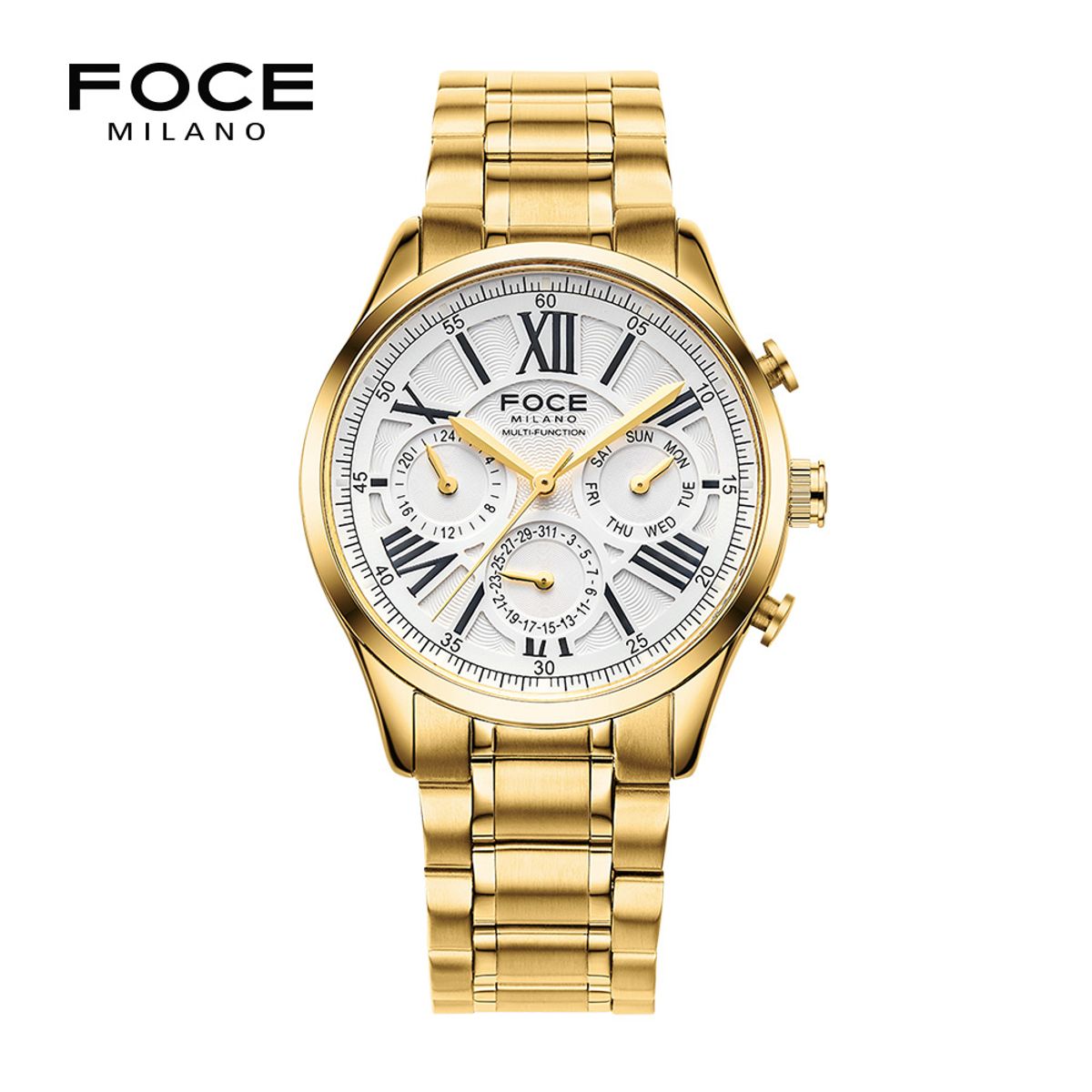 포체(FOCE) 43mm 멀티펑션 남성  골드 메탈시계 FM7547GD