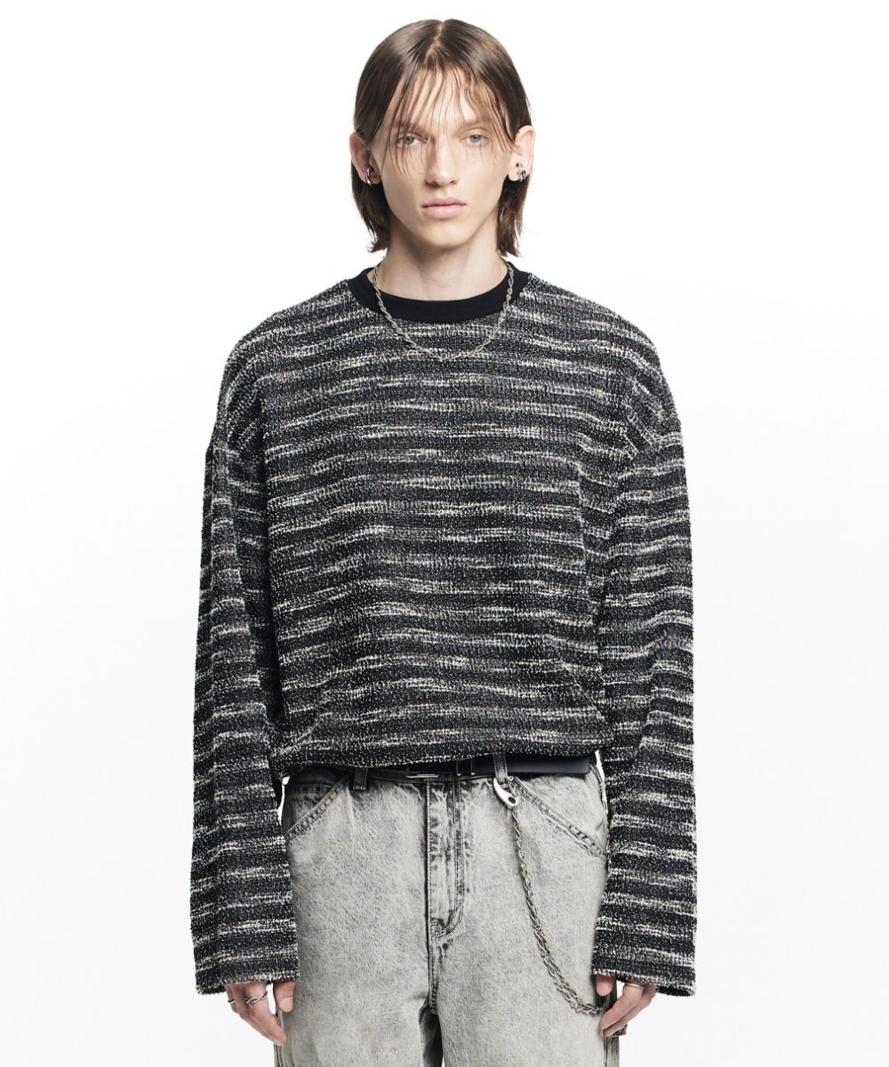 【MAISON MINED】22FW★ MIXED BOUCLE COLLAR KNIT LONG SLEEVE MUSINSA | MAISON MINED MIXED BOUCLE KNIT LONG SLEEVE BLACK