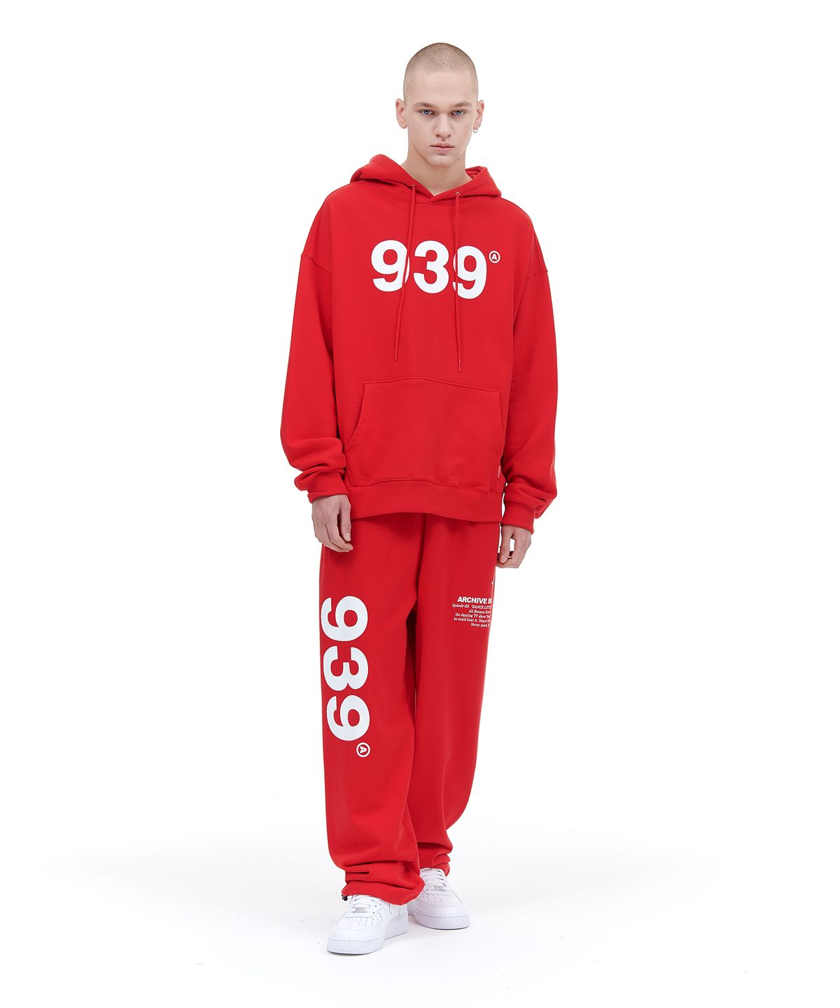 아카이브 볼드(ARCHIVE BOLD) 939 LOGO SWEAT PANTS (DEEP RED)