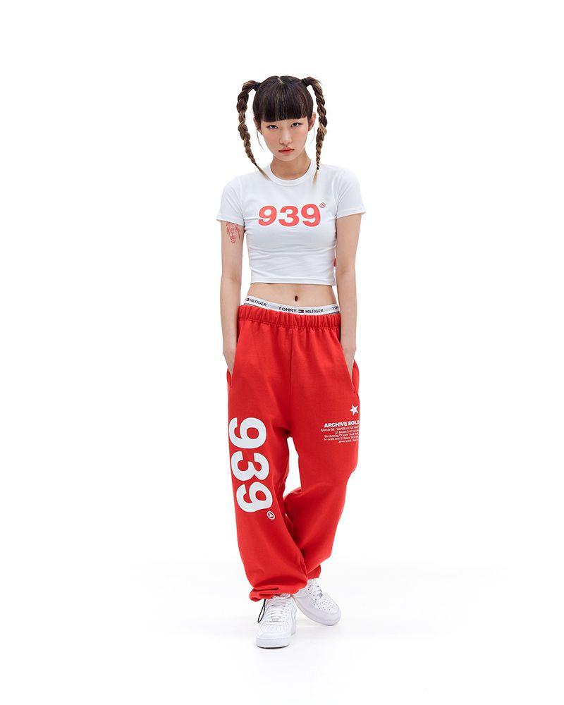 MUSINSA | ARCHIVE BOLD 939 LOGO SWEAT PANTS_DEEP RED