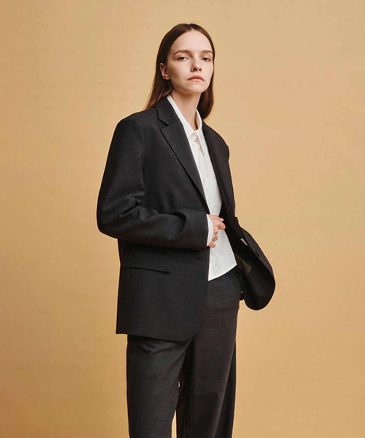 아바몰리(AVA MOLLI) MARTIN MELANGE SINGLE JACKET (D/Grey)