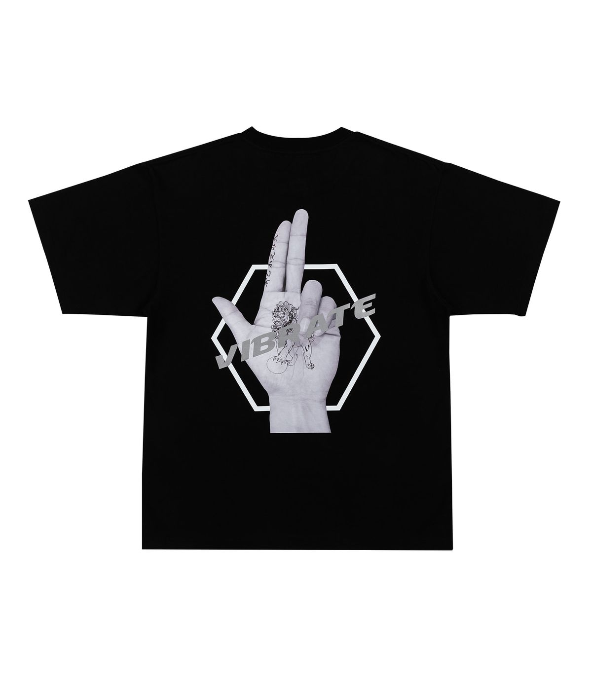 바이브레이트(VIBRATE) FINGER LOGO PRINTING T-SHIRT (BLACK)