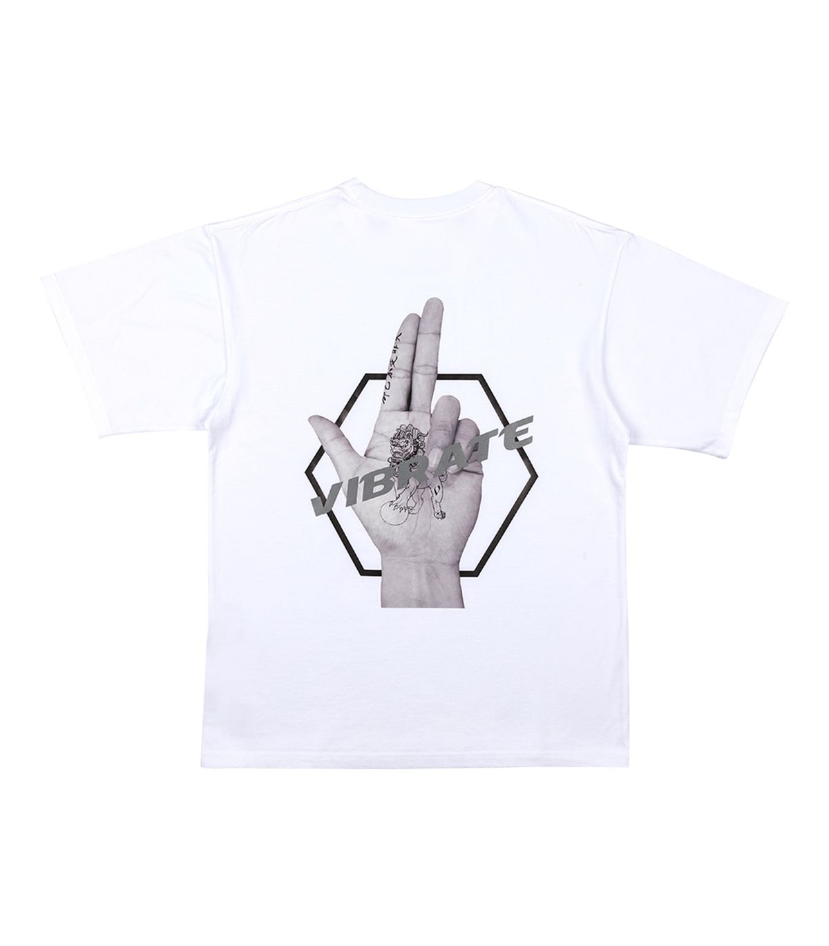 바이브레이트(VIBRATE) FINGER LOGO PRINTING T-SHIRT (WHITE)