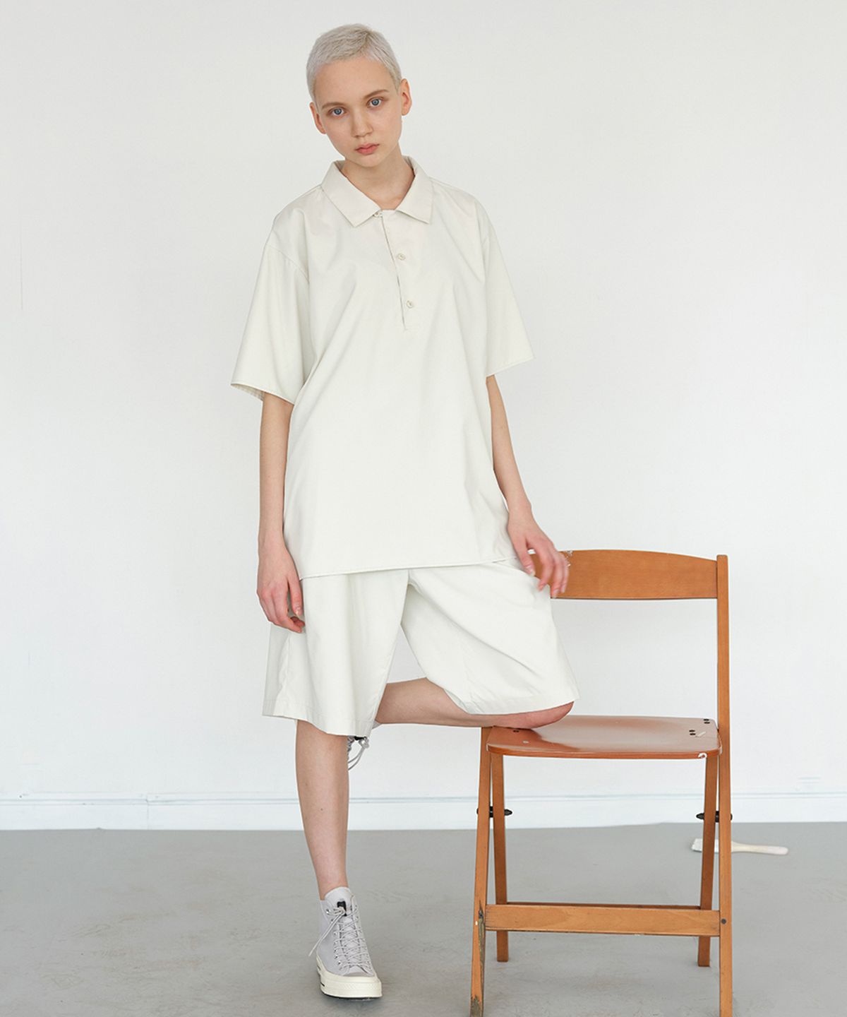 차마스포츠랩(CHAMASPORTSLAB) CSL BOWLING SHIRT-ICE WHITE