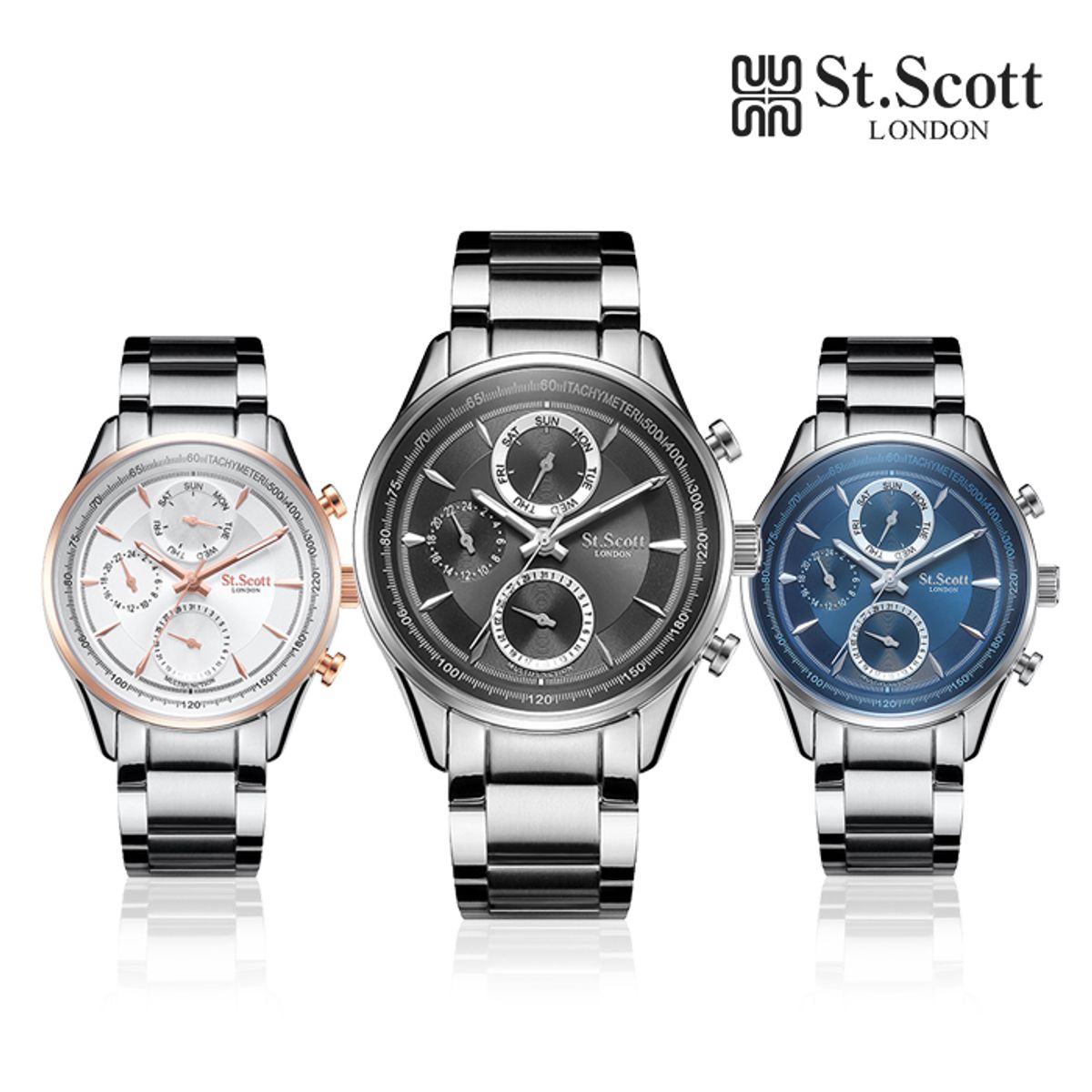세인트스코트런던(ST.SCOTT LONDON) ST6014M 타임클래식 멀티 남성 메탈시계