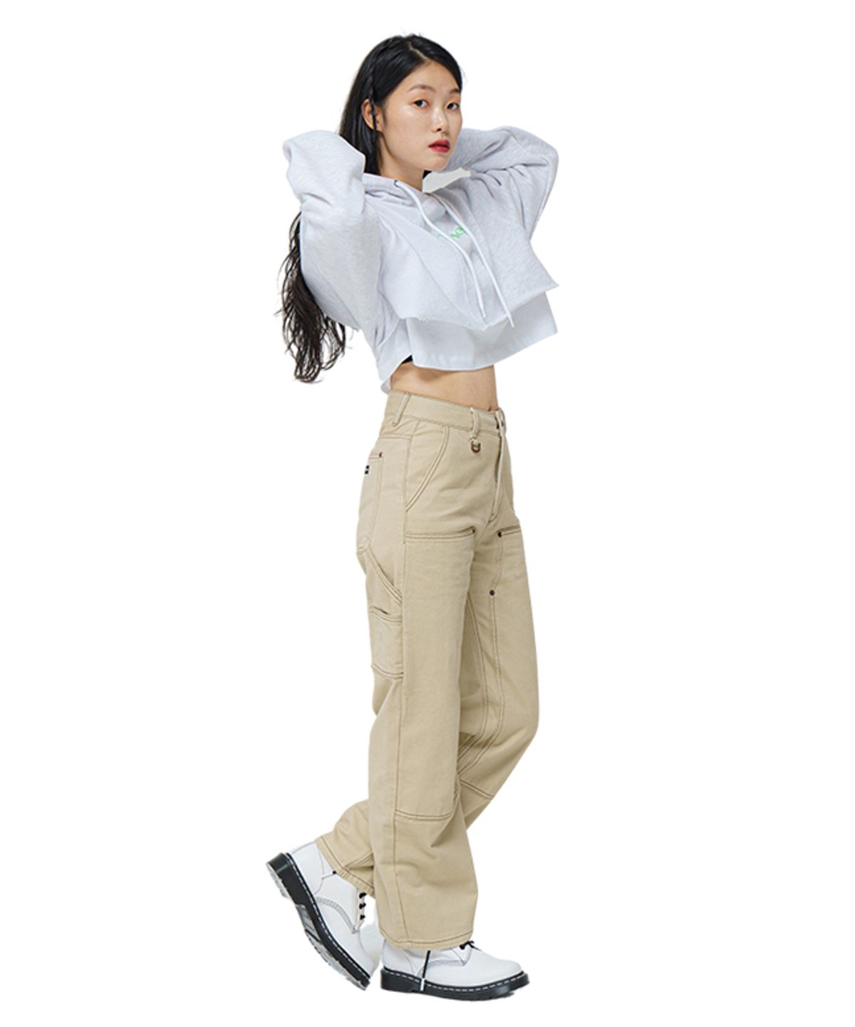 러닝하이(RUNNINGHIGH) 스티치 포인트 코튼 카펜터 팬츠 [화이트 베이지]
