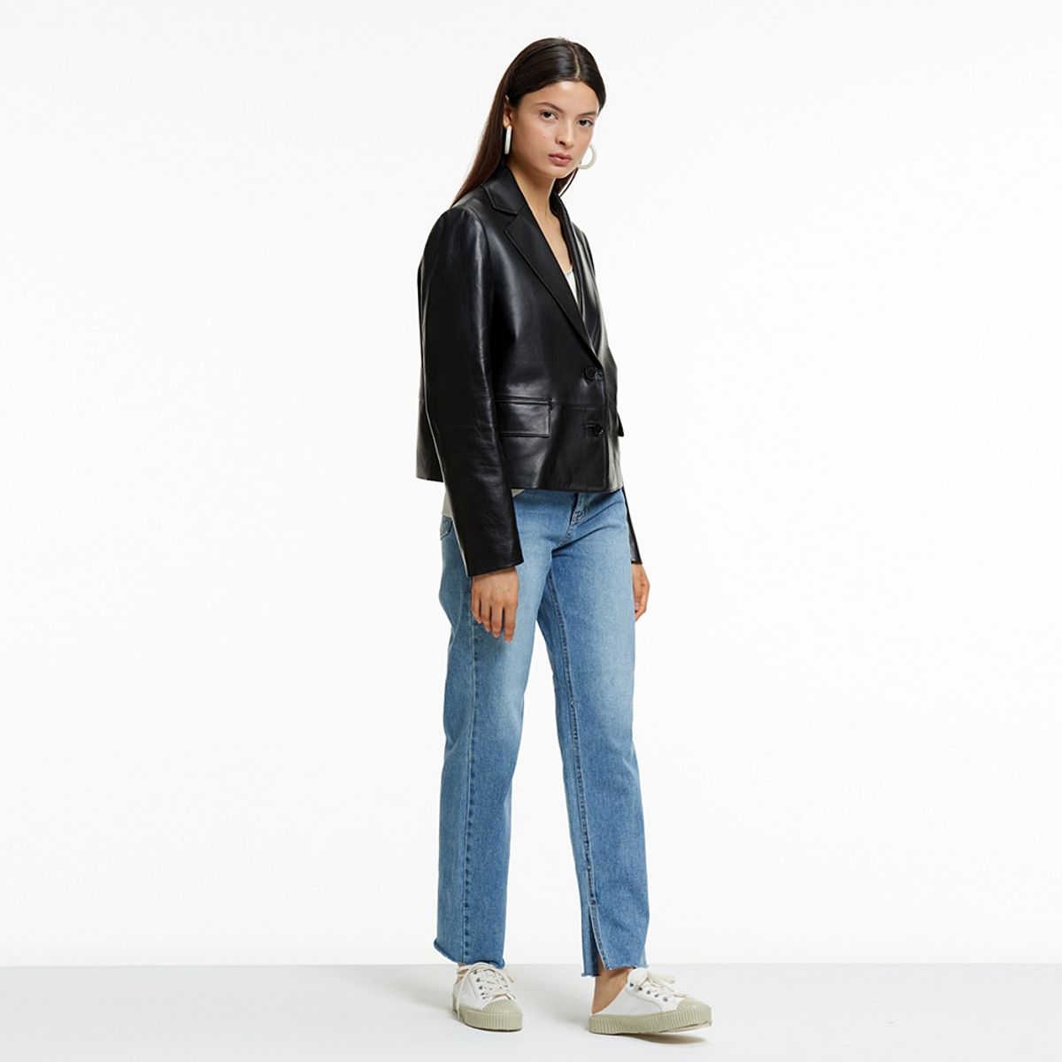 핀블랙(PINBLACK) INSIDE SLIT DENIM PANTS