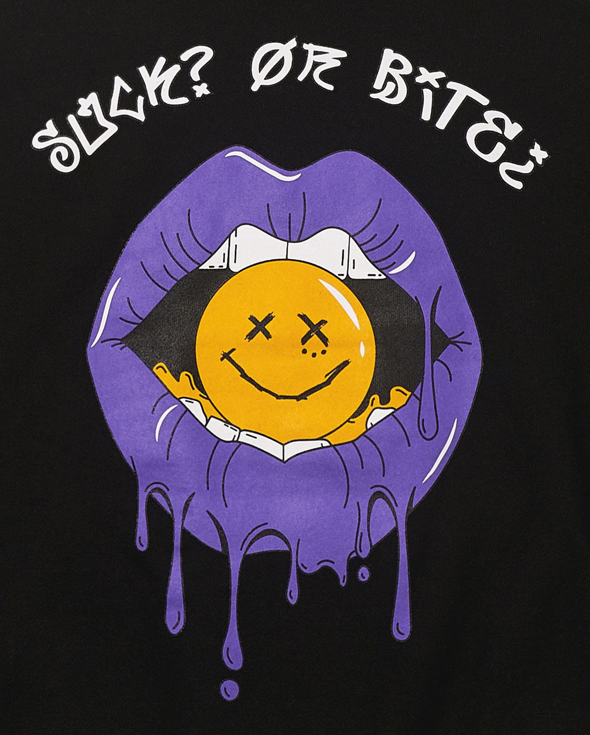 아케인 펑크(ARCANE FUNK) PURPLE LIP HOODIE black