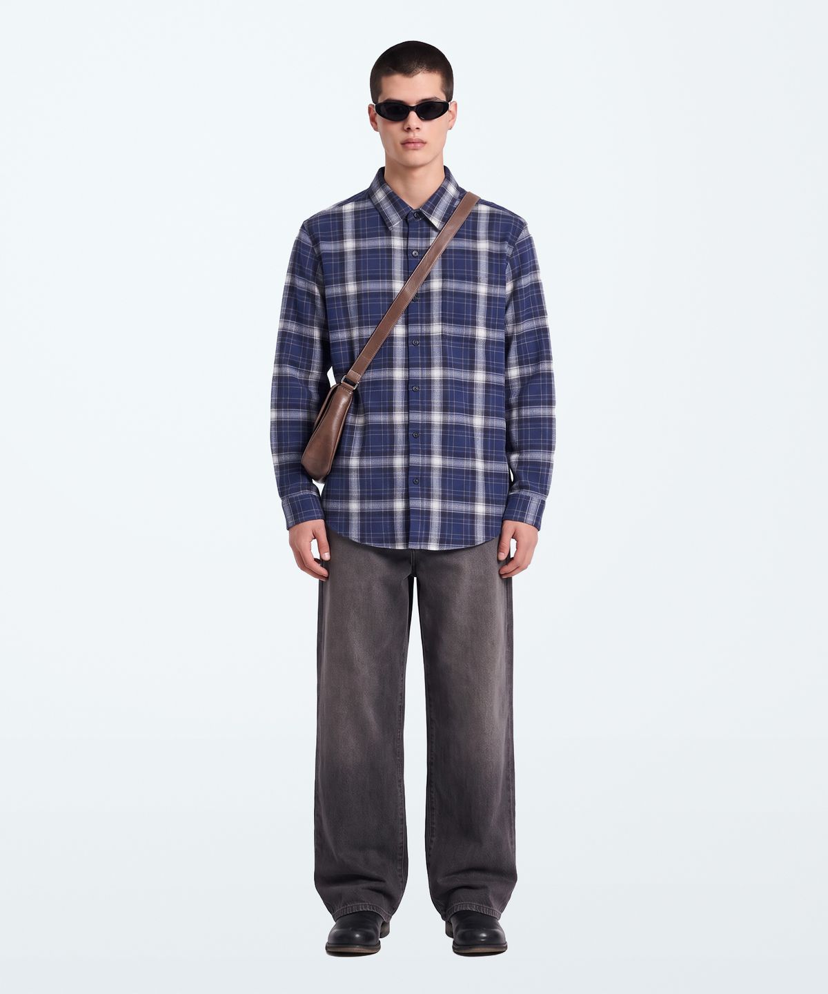 언더에어(UNDERAIR) [세미오버핏] GERMAIN CHECK SHIRTS - NAVY