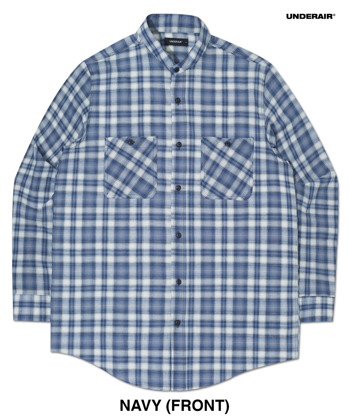 언더에어(UNDERAIR) [차이나카라] LAOMEDON CHECK SHIRTS - NAVY