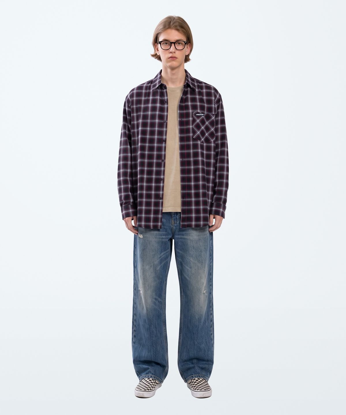 언더에어(UNDERAIR) LOUIS CHECK SHIRTS - BLACK