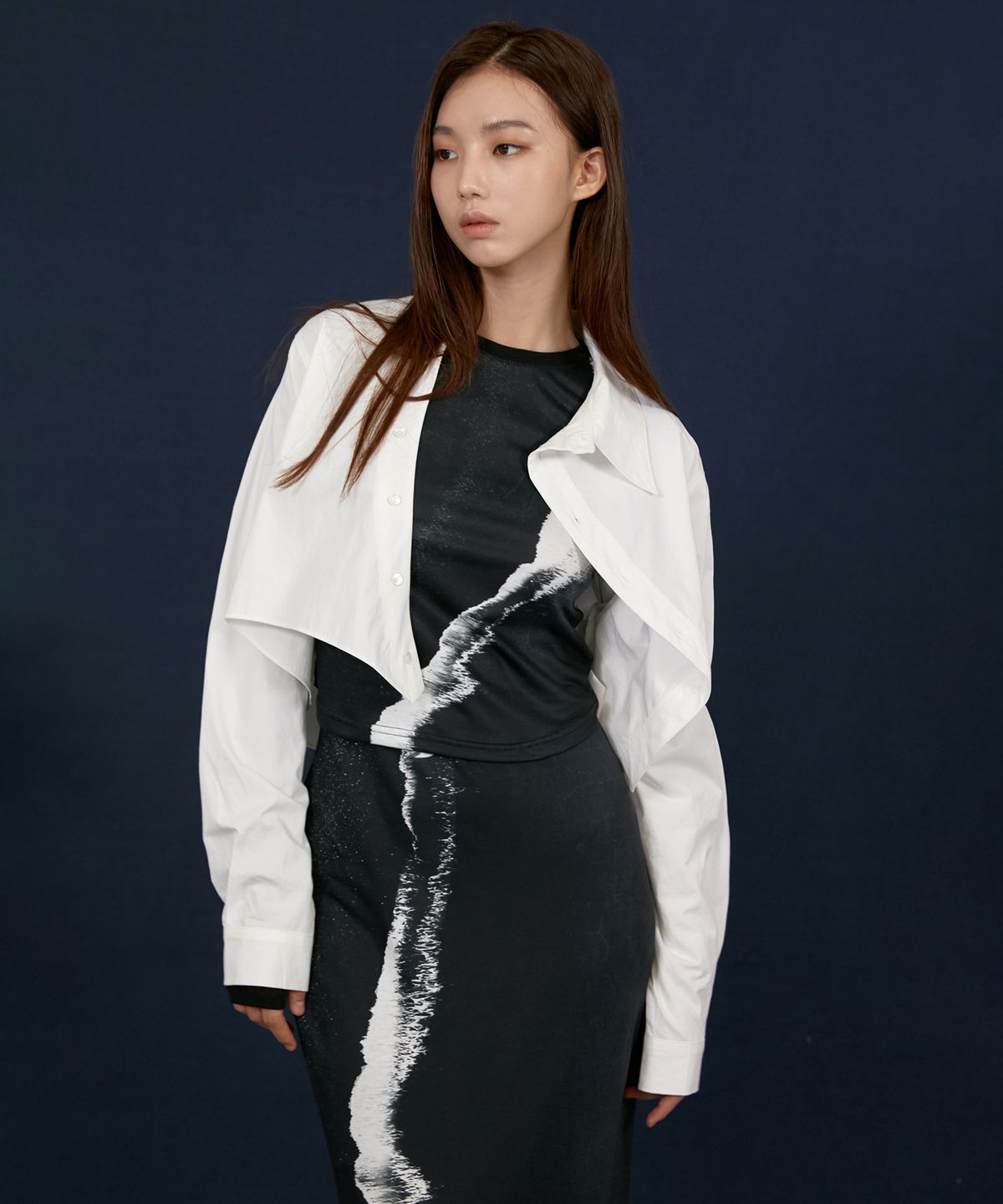 유즈(YUSE) SLIM JERSEY LONG SLEEVE LINE T-SHIRT - PRINT