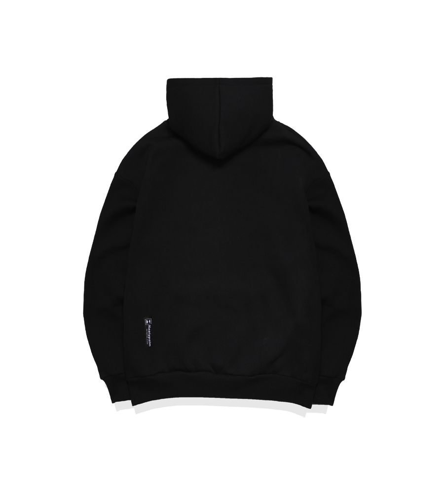 ★NOMANUAL★ SYMBOL MS HOODED ZIPUP BLACK NM43HD09M1BK Black Oversized Zip Up Hoodie with Abstract Print - Grunge