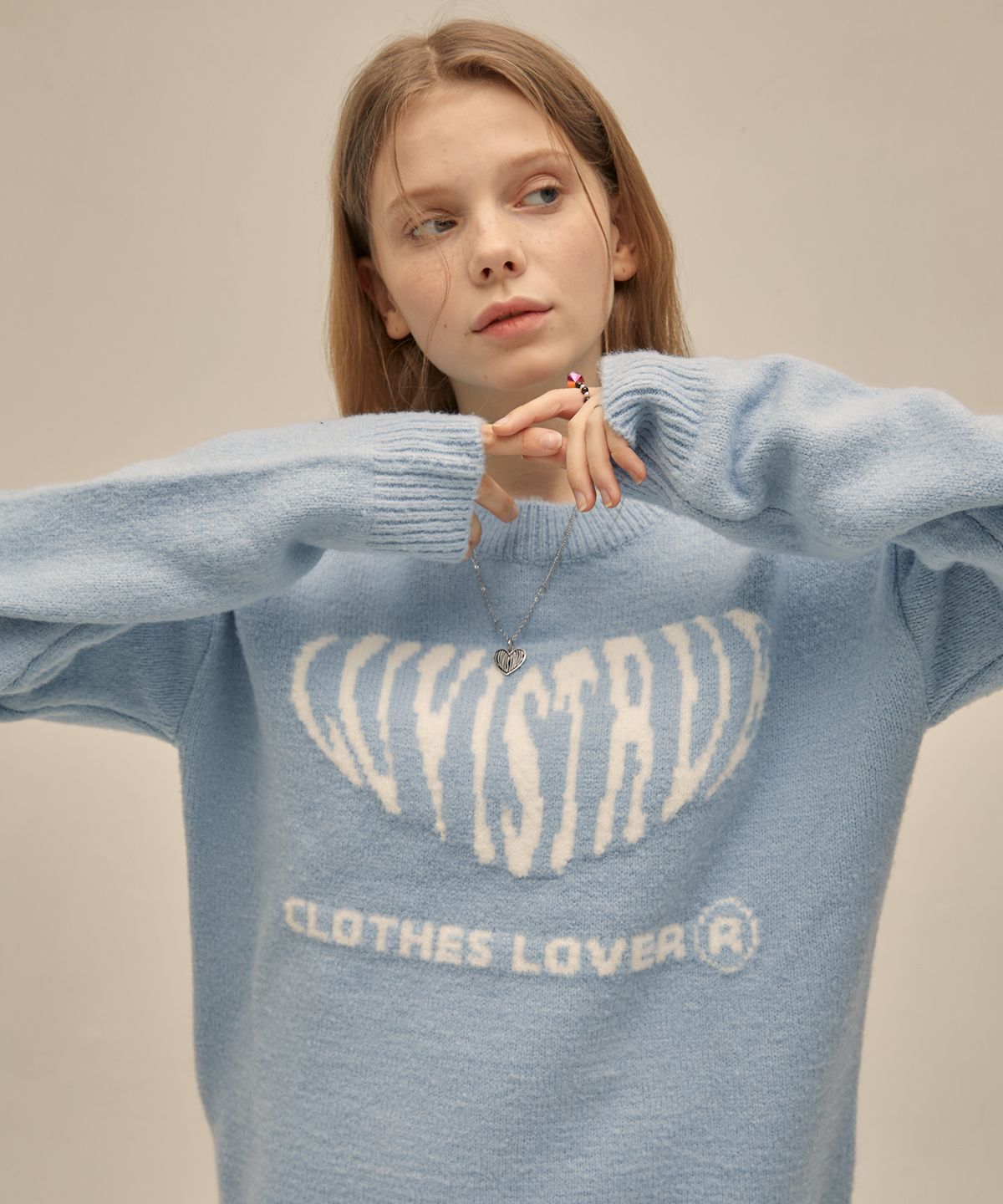 러브이즈트루(LUVISTRUE) PO HEART KNIT(SKY BLUE)