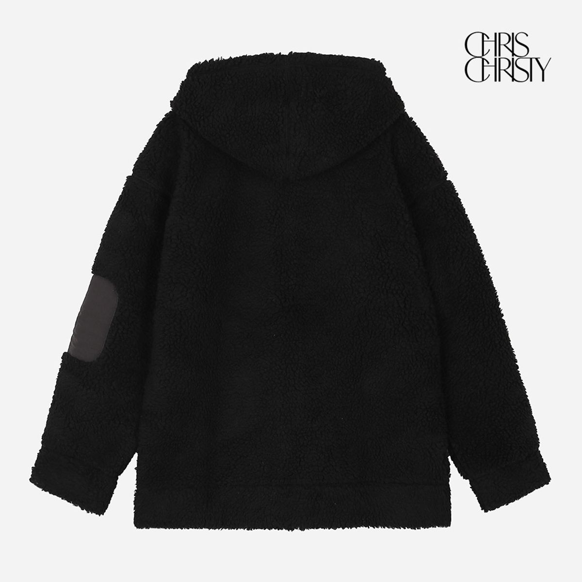 크리스크리스티(CHRIS CHRISTY) 우븐패치 보아후드집업 - BLACK