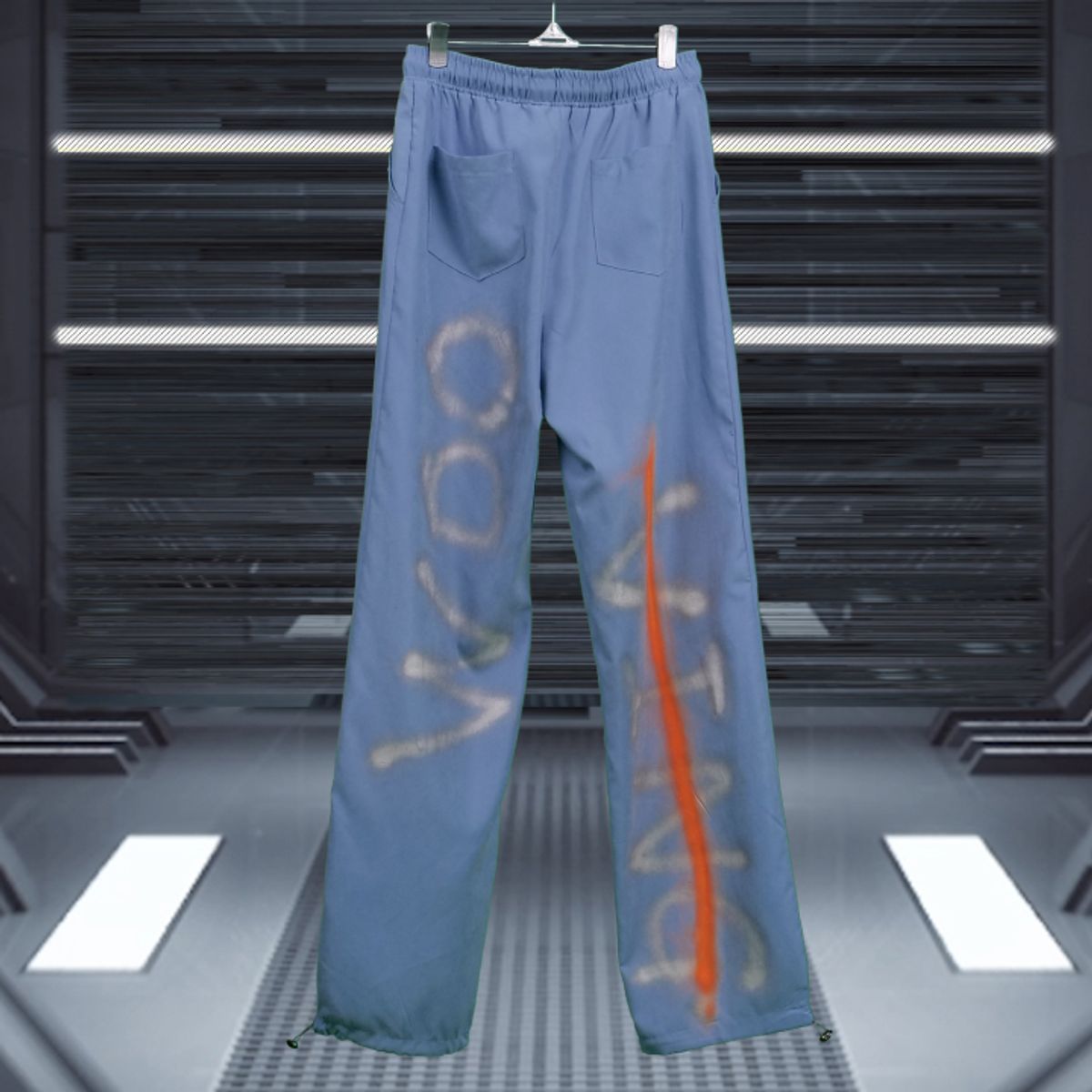 우빙(WOOVING) PAINTED STRING PANTS (BLUE)