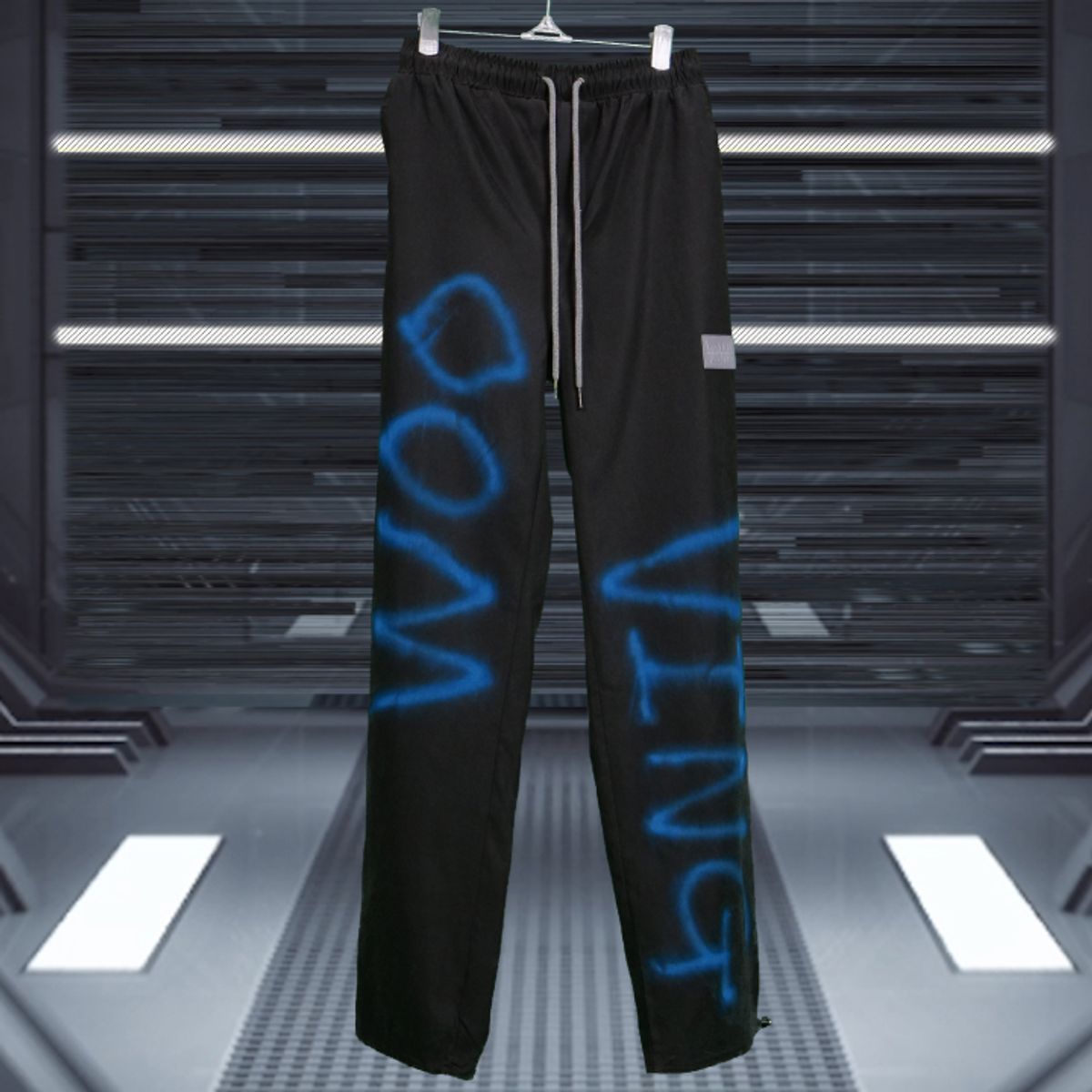 우빙(WOOVING) PAINTED STRING PANTS (BLACK)
