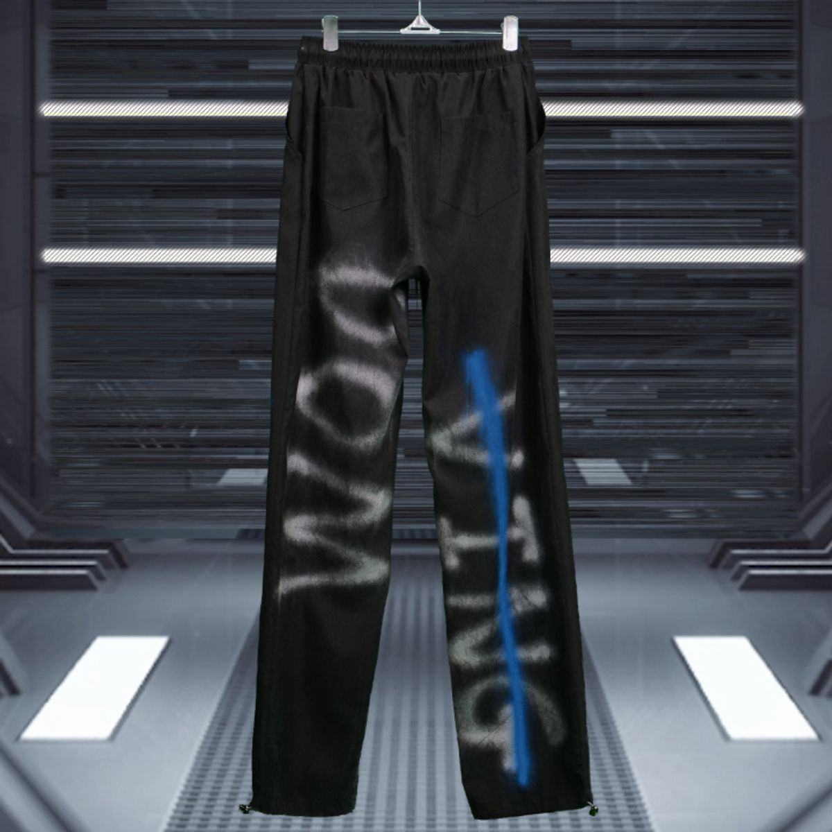 우빙(WOOVING) PAINTED STRING PANTS (BLACK)