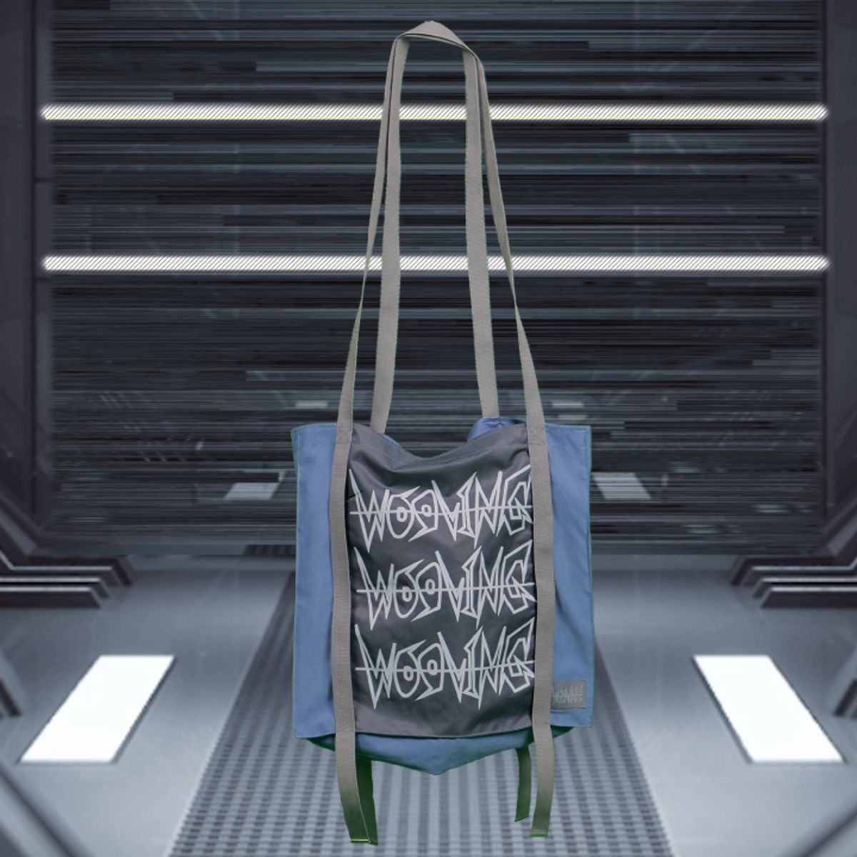 우빙(WOOVING) TRIPLE LOGO CROSS BAG (BLUE)