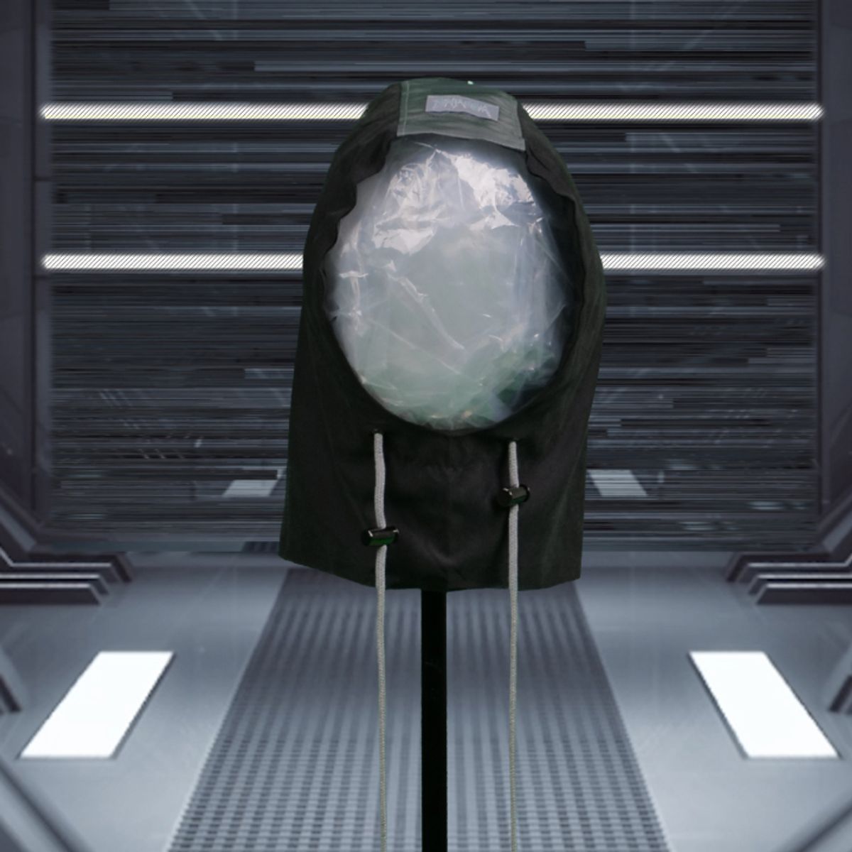 우빙(WOOVING) STRING HOOD (BLACK)