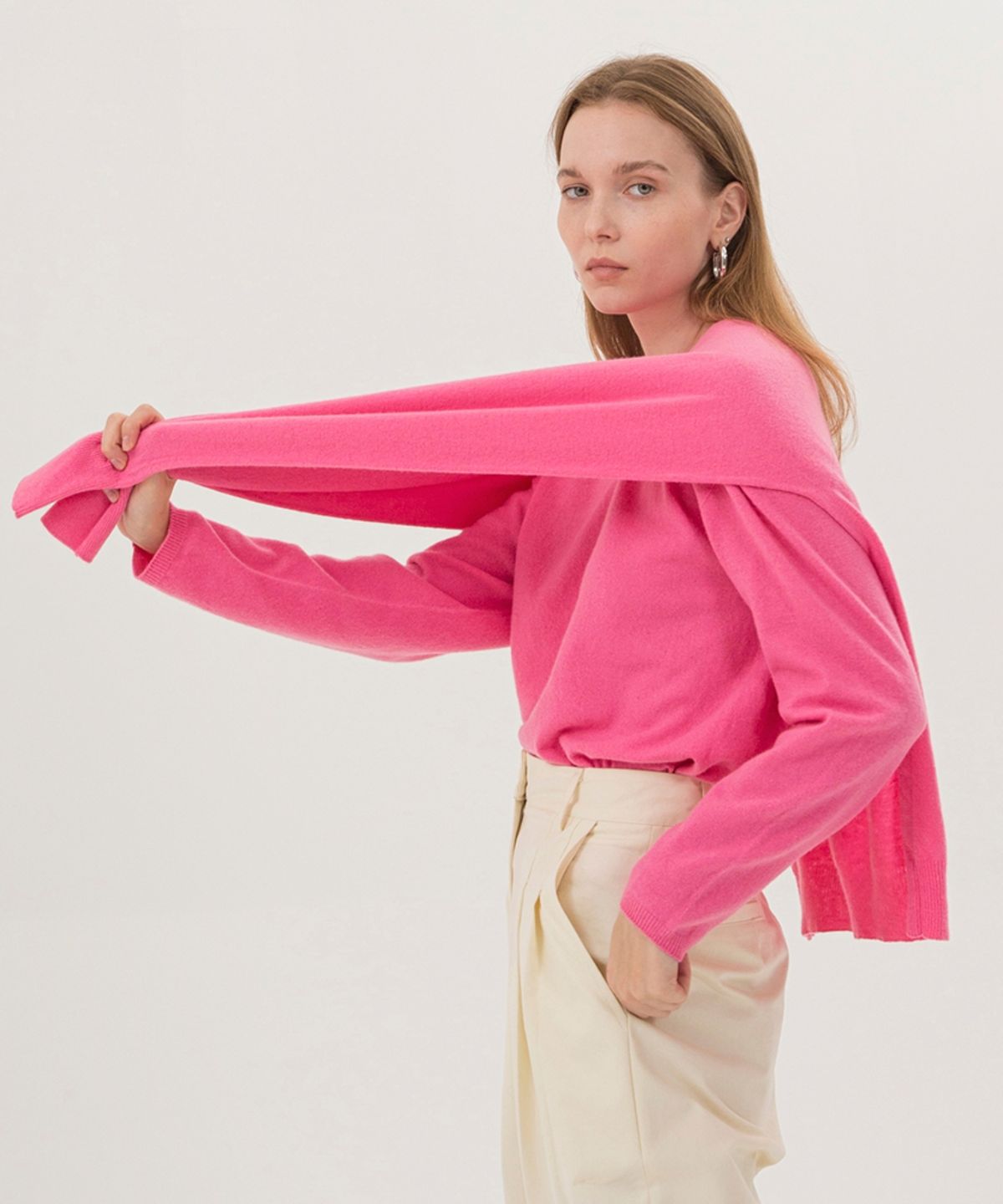 논로컬(NONLOCAL) Wholegarment Shawl - Pink