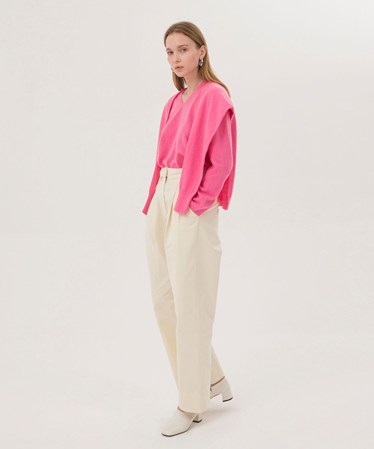 논로컬(NONLOCAL) Wholegarment Shawl - Pink