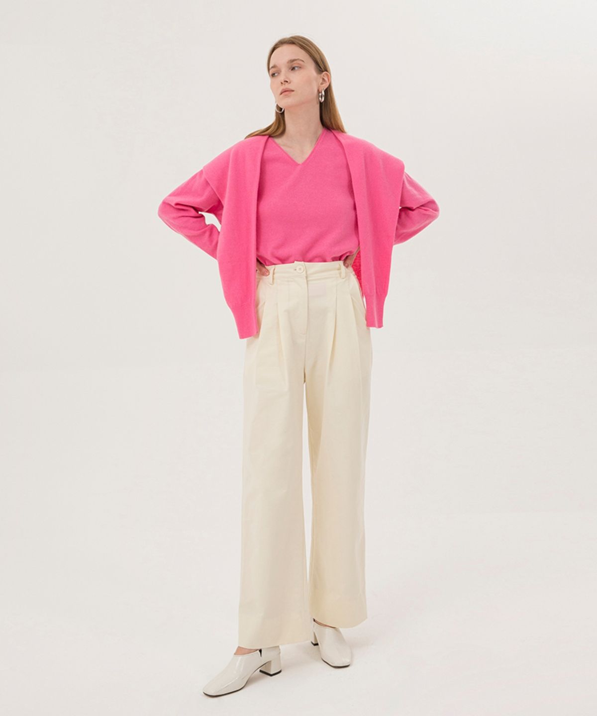 논로컬(NONLOCAL) Wholegarment Shawl - Pink