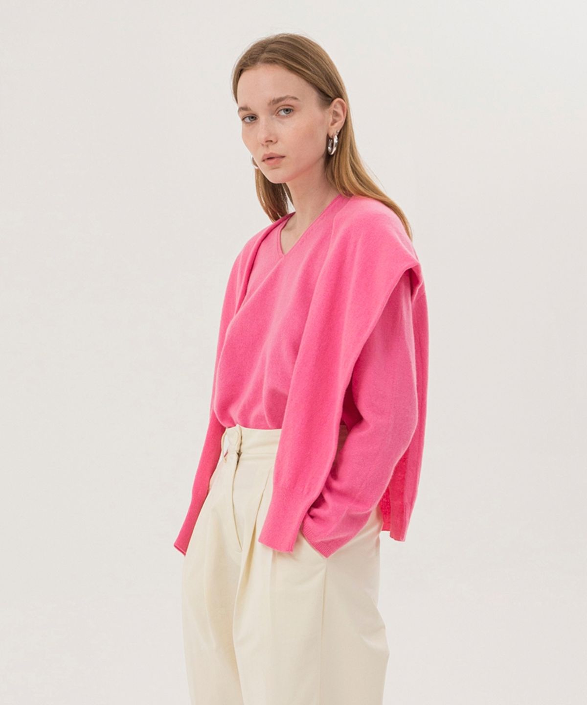 논로컬(NONLOCAL) Wholegarment Shawl - Pink
