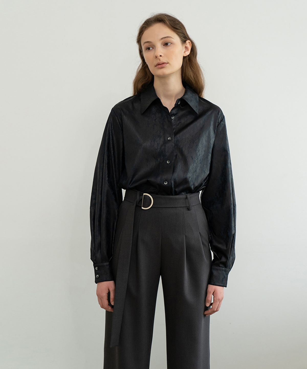 리이(RE RHEE) STRAIGHT WIDE LEG SLACKS TROUSERS DY