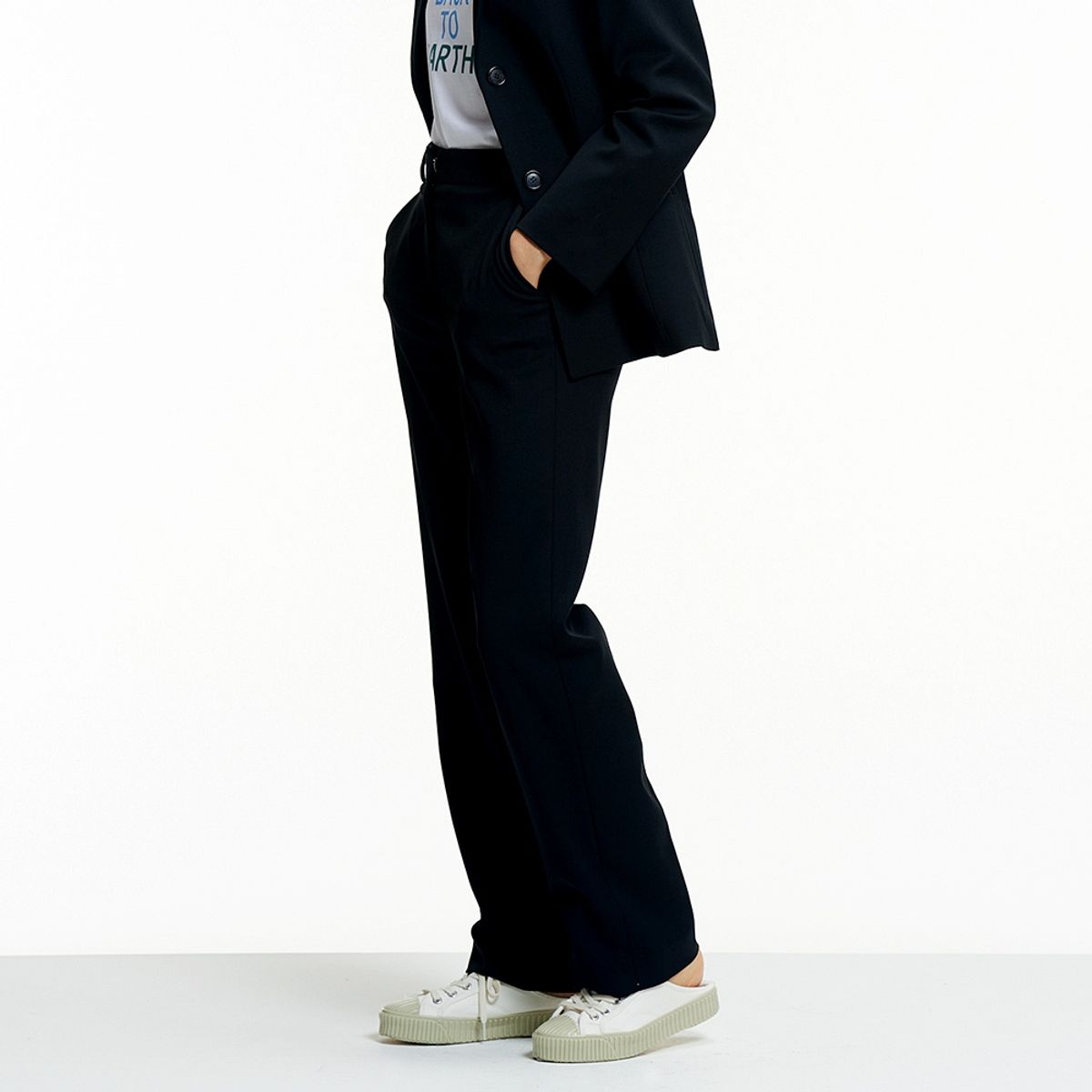 핀블랙(PINBLACK) 3PCS REGULAR FIT SLACKS BLACK