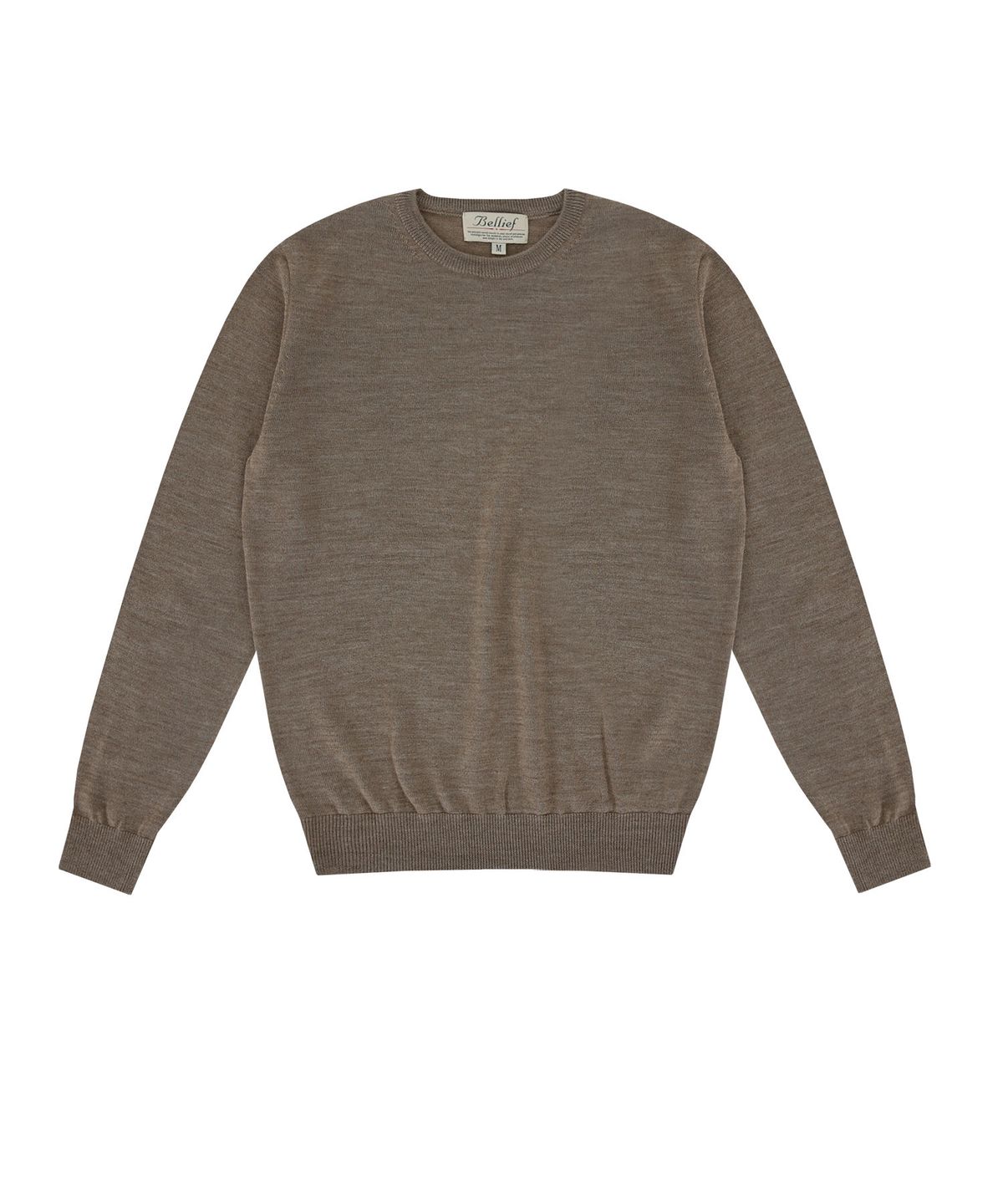 벨리프(BELLIEF) Wool soft round neck knit (Sand melange)